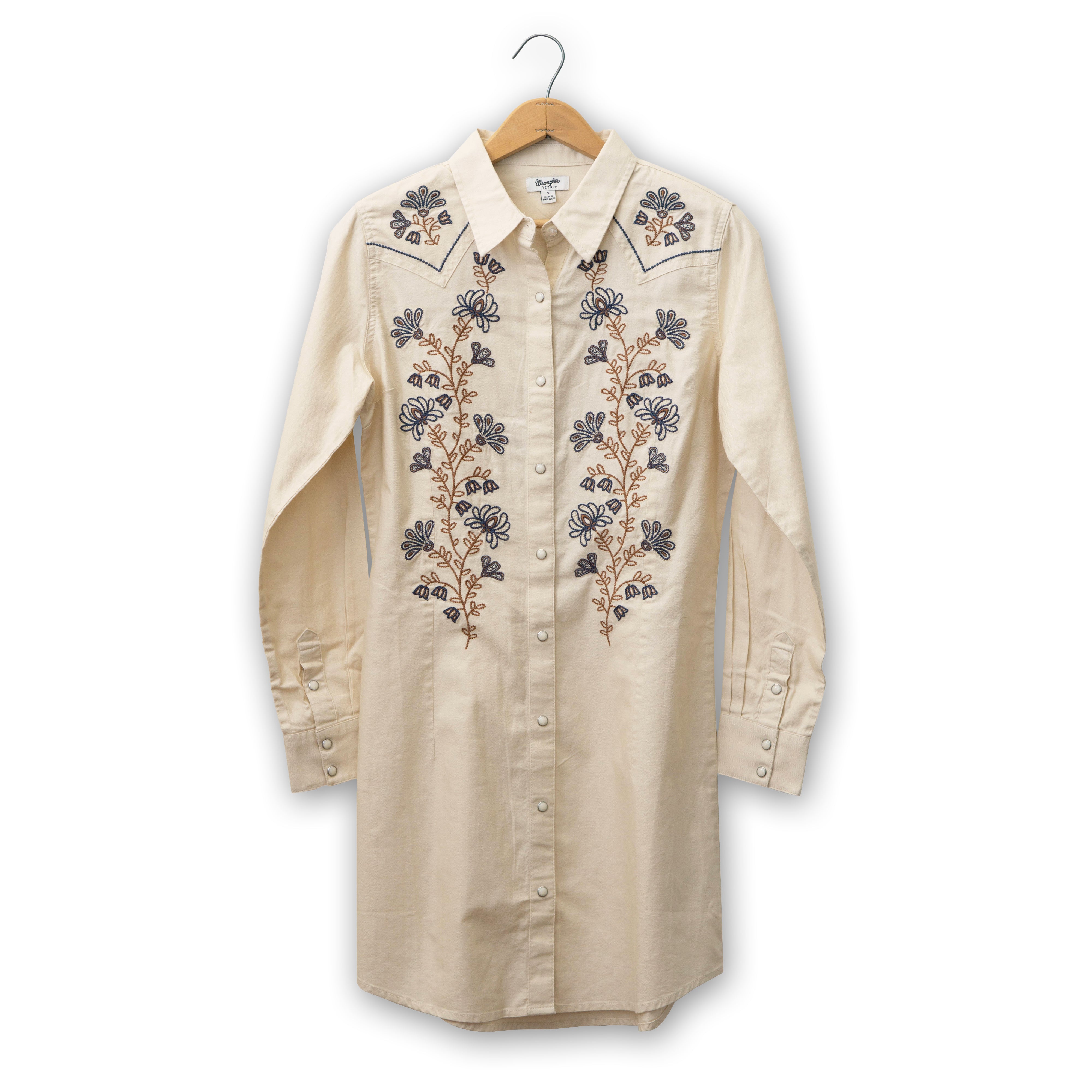 Embroidered Wildflower Snap Shirt Dress by Wrangler