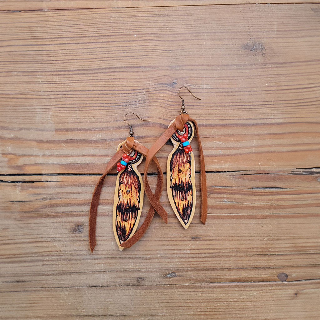 Feather Heritage Leather Earrings #2-24