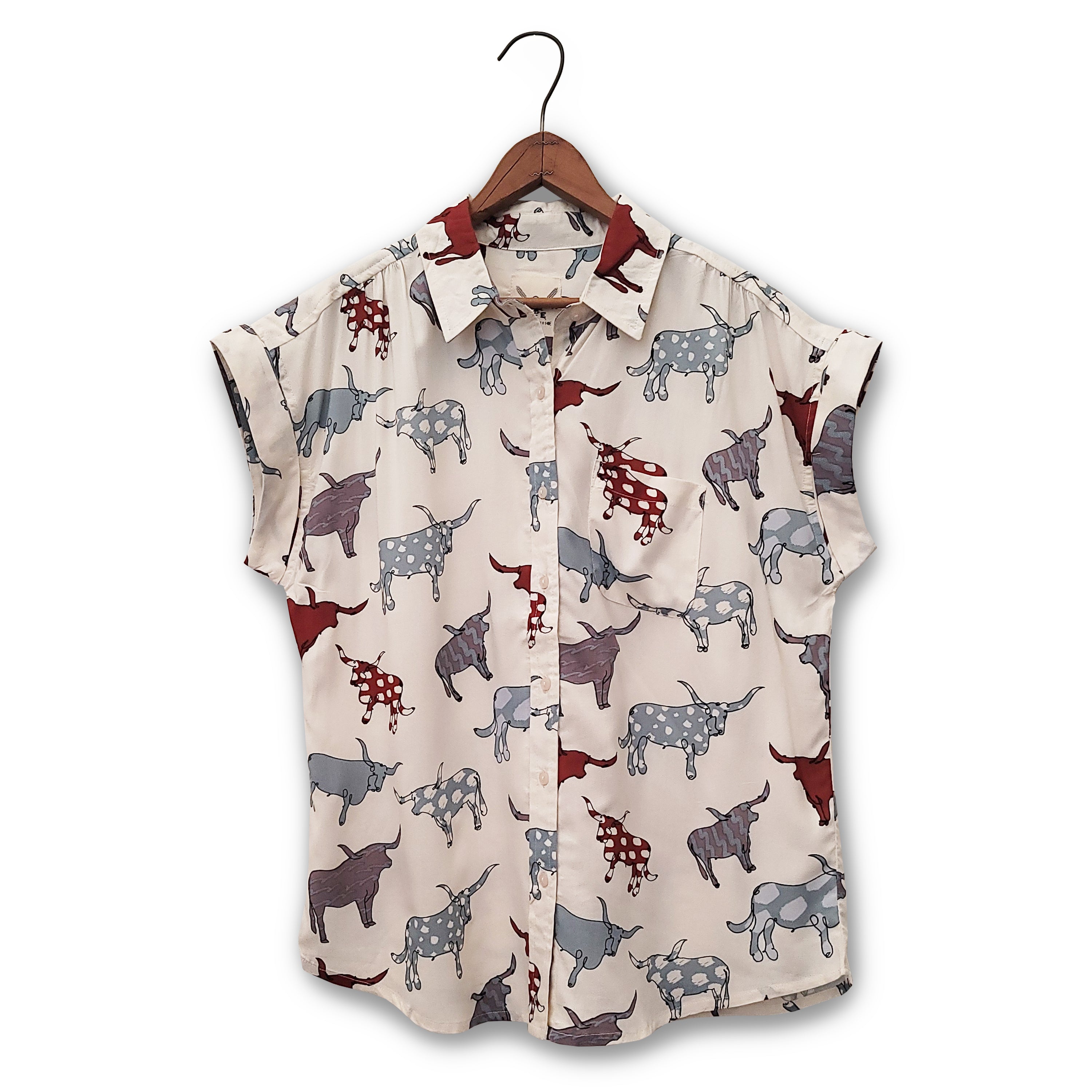 Arty Longhorn Print Shirt by Cotton & Rye #CRW713N