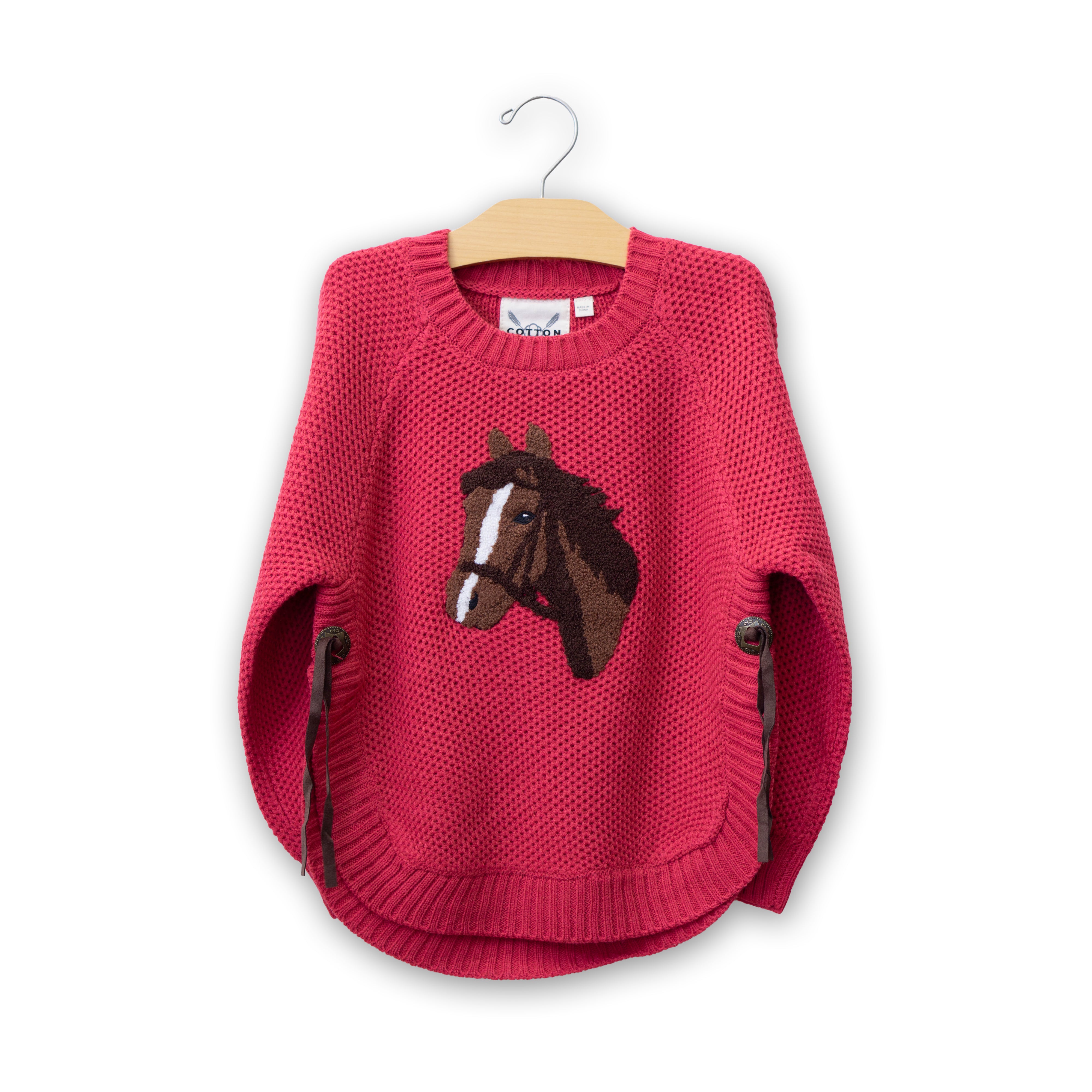 Youth Knit Horse Sweater by Cotton & Rye #CRG217PK