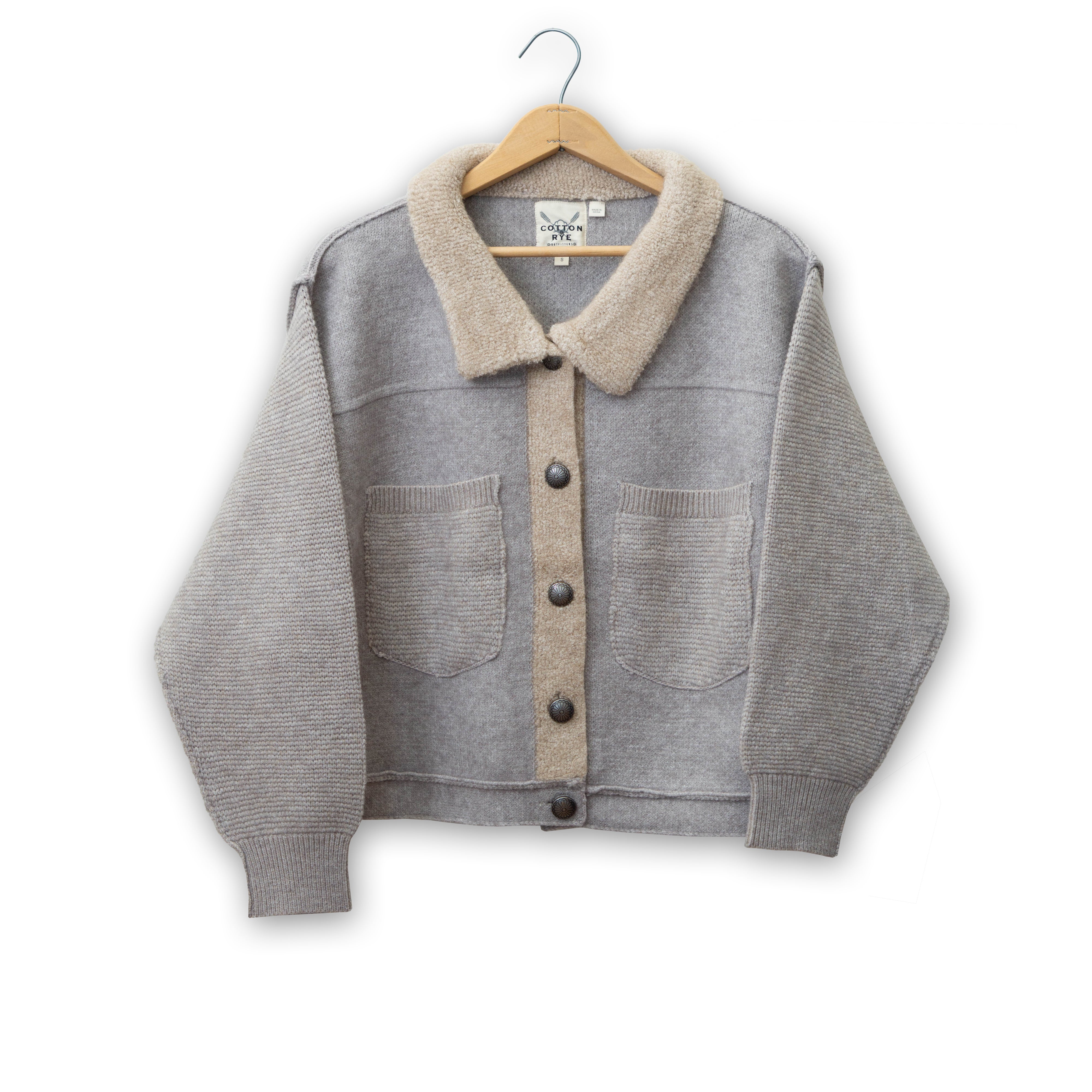 Cropped Cardigan by Cotton & Rye #CRK826GY