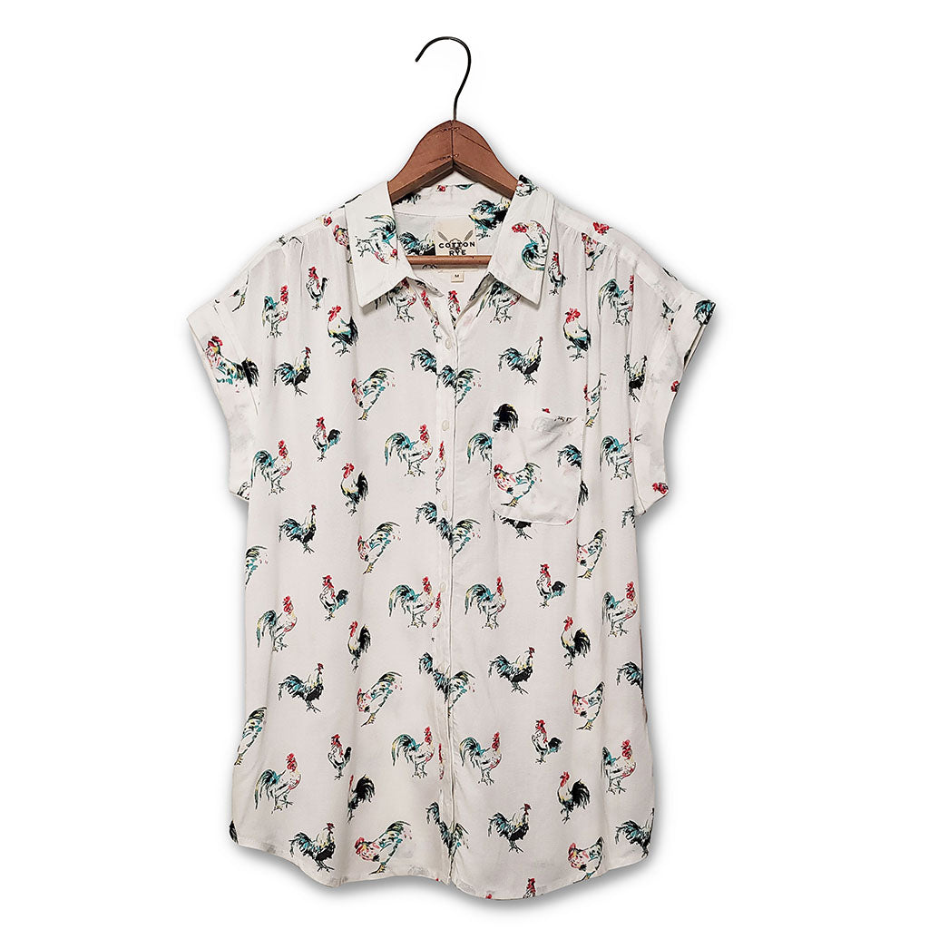 Small Rooster Print Shirt by Cotton & Rye #CRW035M
