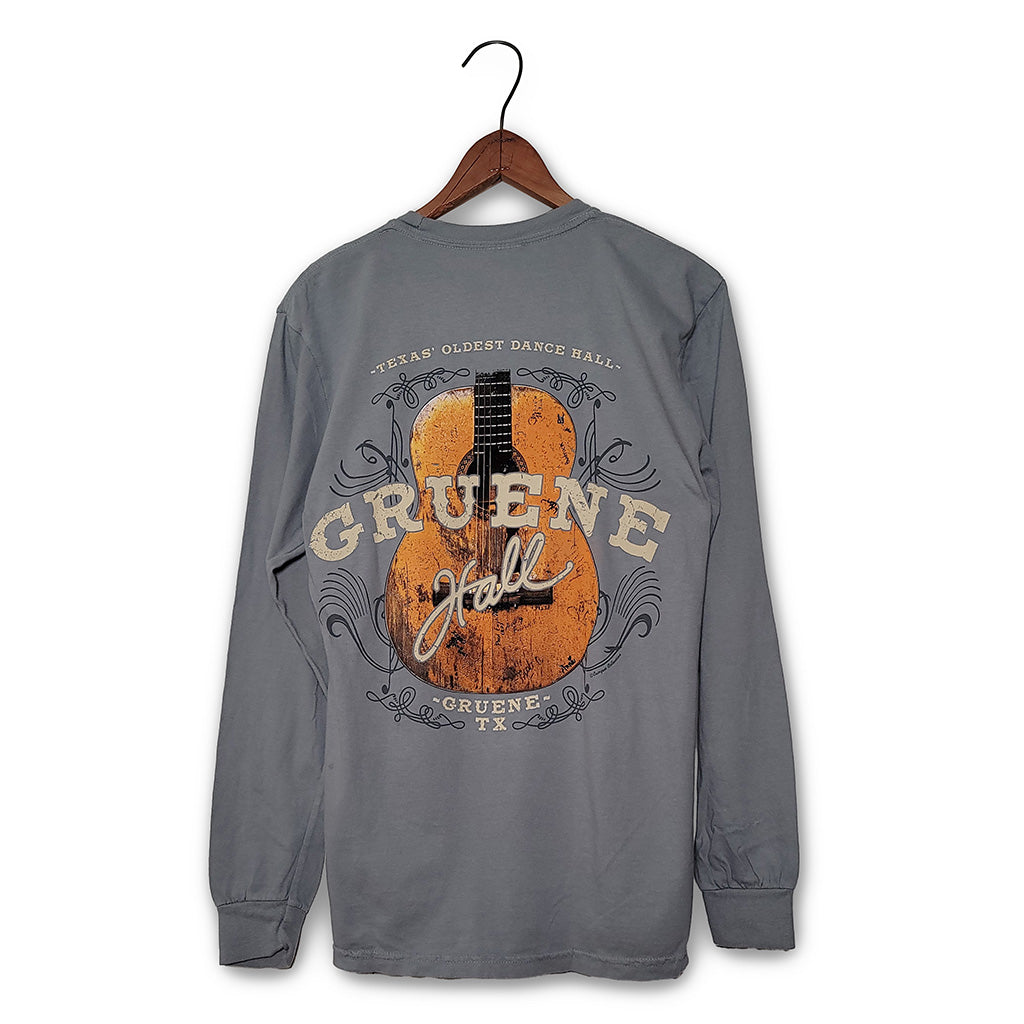 Gruene Hall Guitar Comfort Colors Long Sleeve Tee Cotton Eyed Joe's