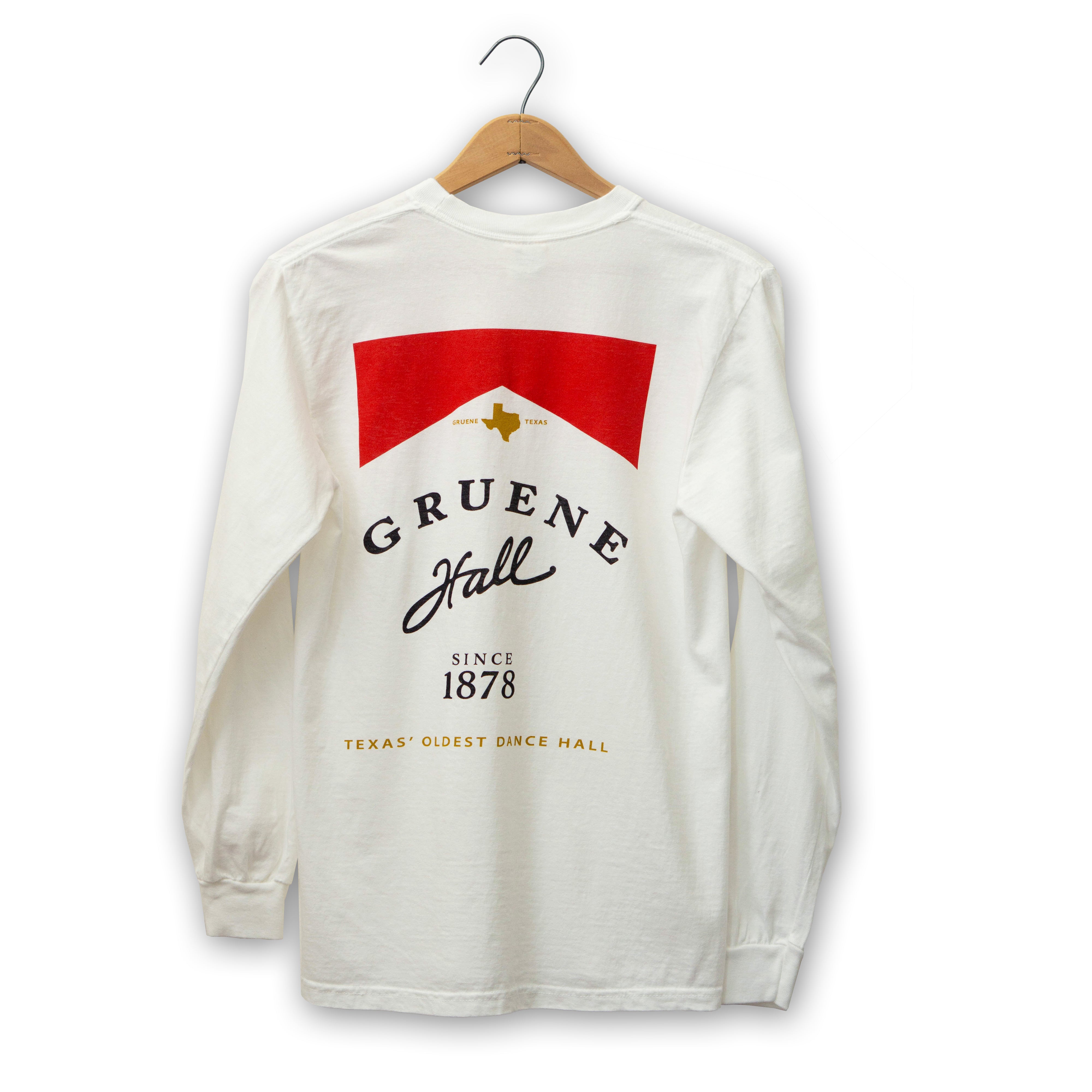 Gruene Hall Red Pack Comfort Colors Long Sleeve Pocket Tee