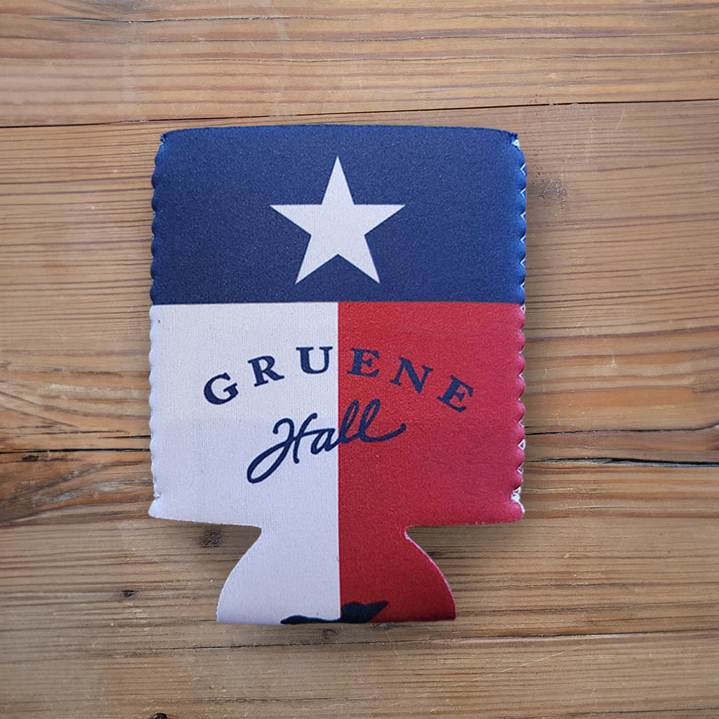 Gruene Hall Logo Texas Flag Koozie