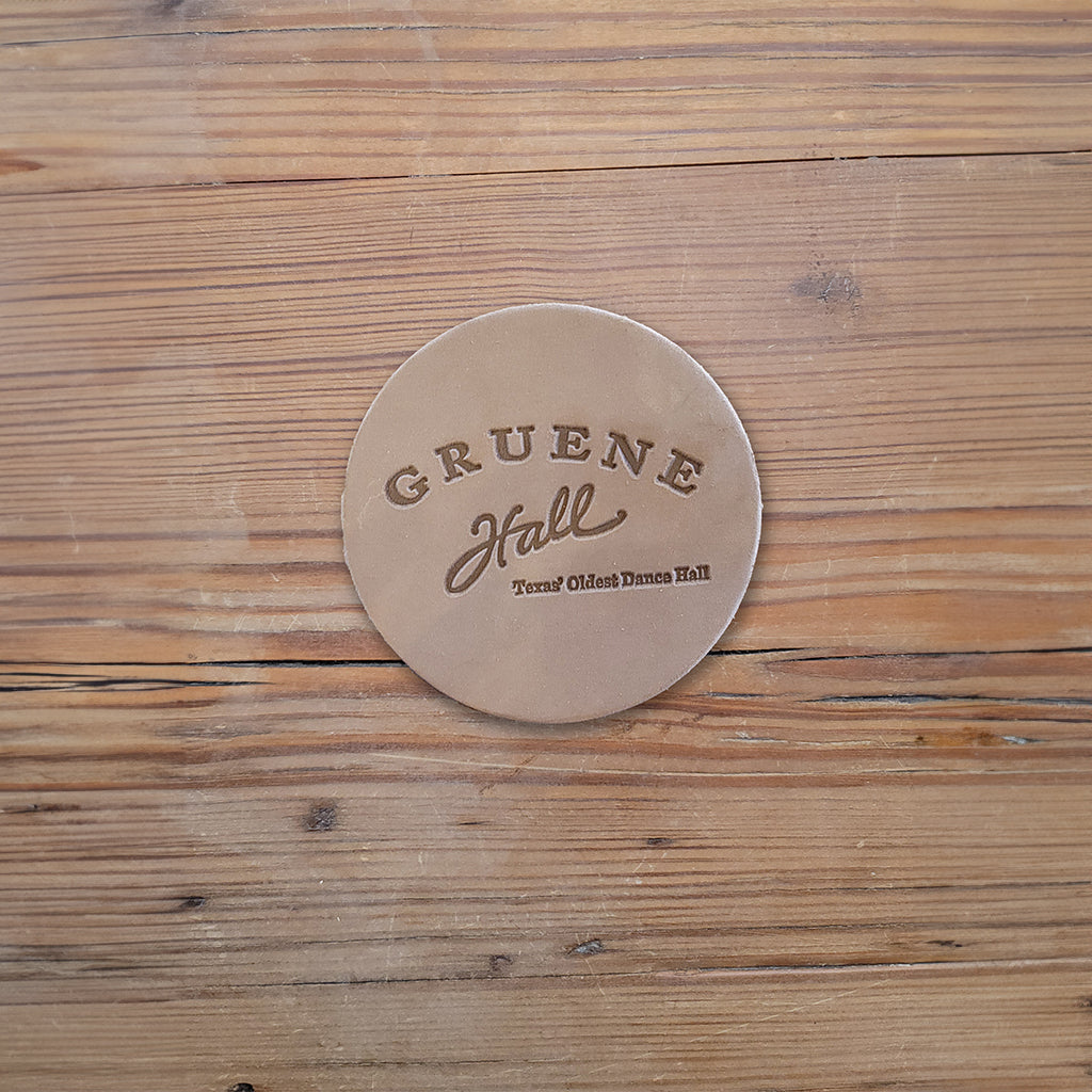 Gruene Hall logo leather coaster