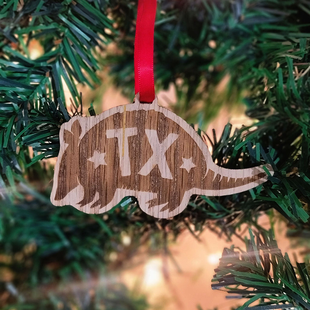 TX wooden holiday ornament