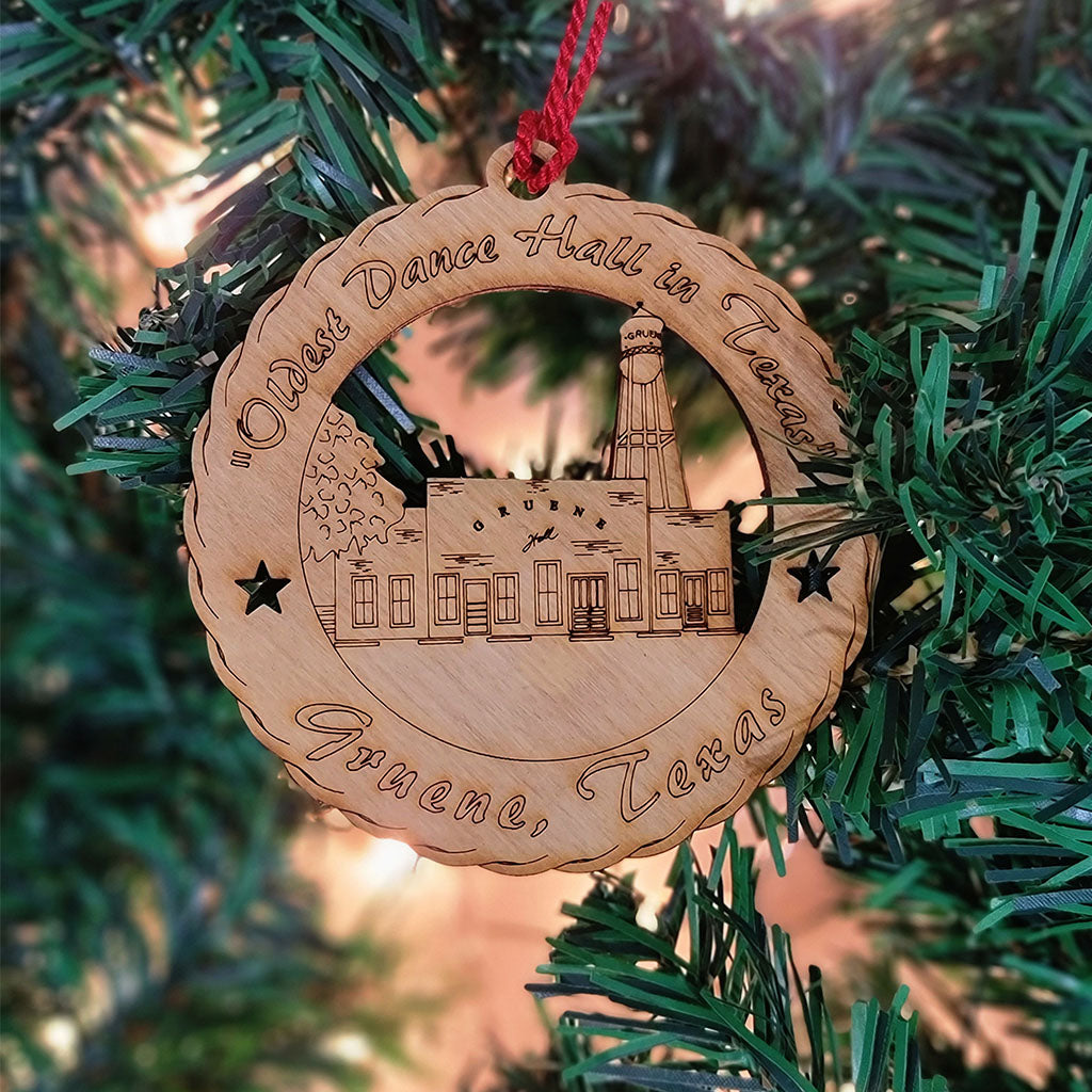 Gruene Hall wooden holiday ornament