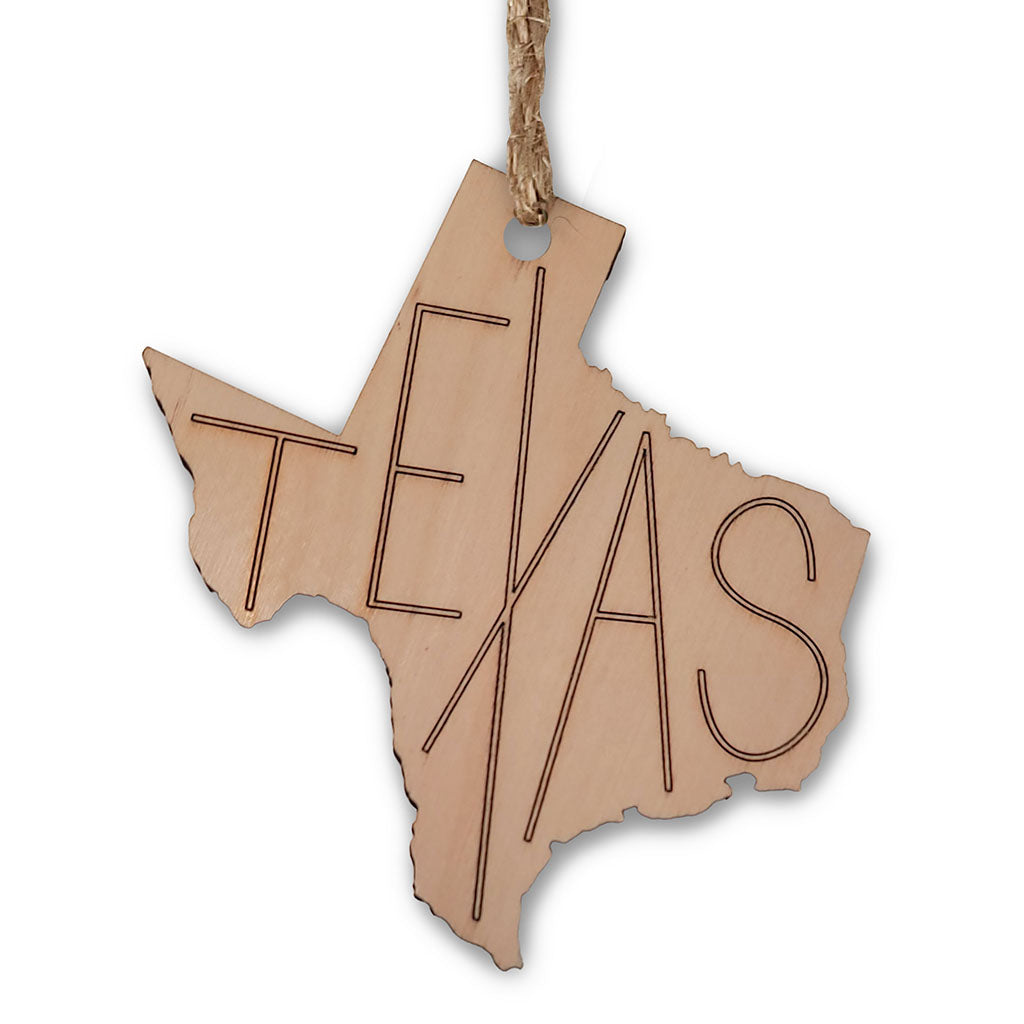 Texas wooden holiday ornament