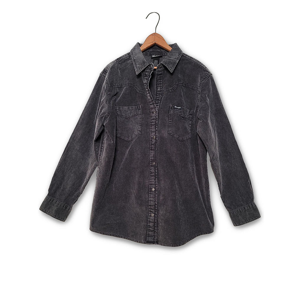 Faded Black Corduroy Women's Long Sleeve Shirt by Wrangler #112336505