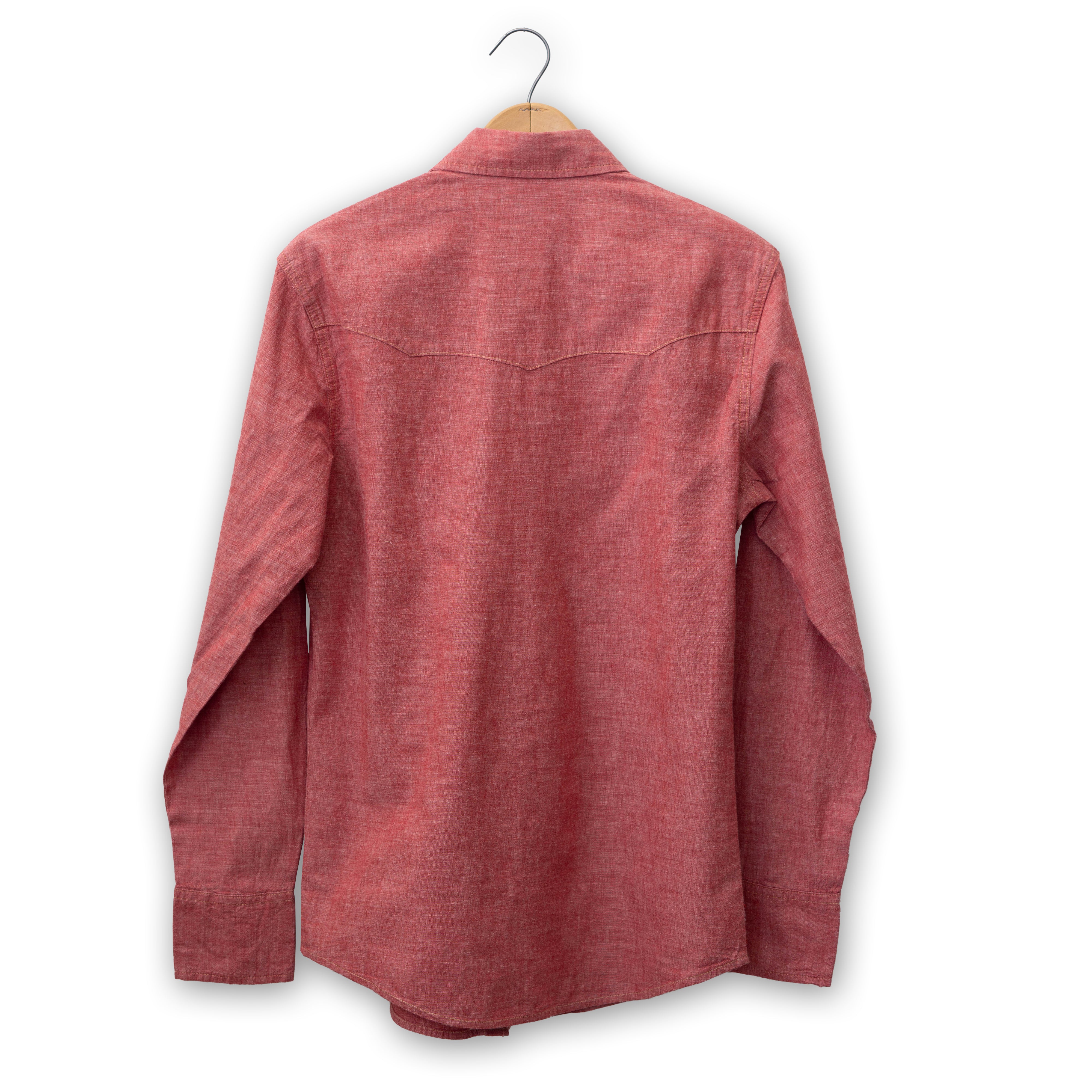 Vintage-Inspired Long Sleeve Snap Shirt by Wrangler #112360099 CHAMBRAY RED