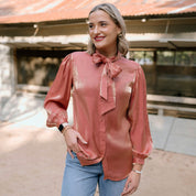 Women's Shimmer Tie Neck Blouse by Wrangler #112371712