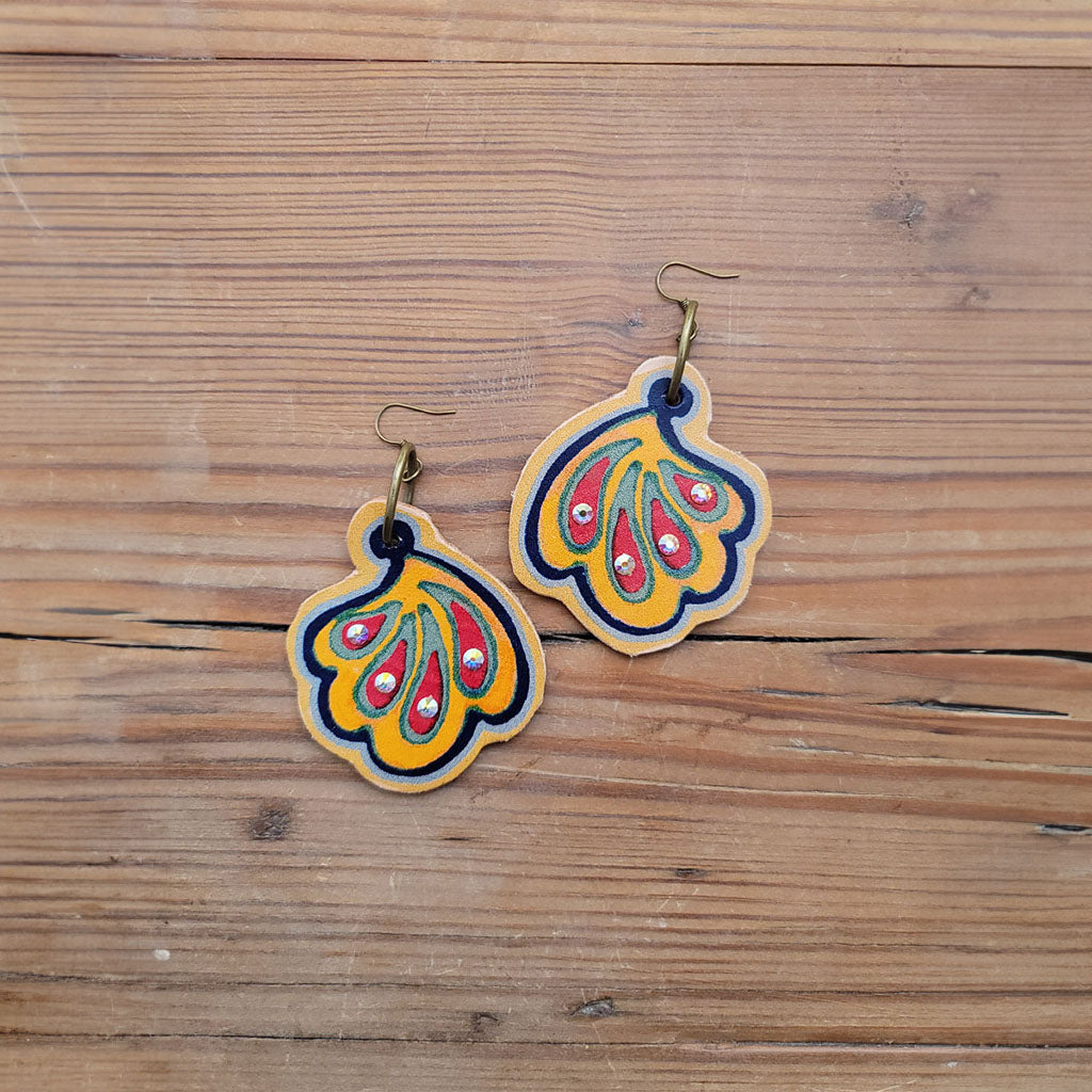 Mexican Petal Leather Earrings #2-120