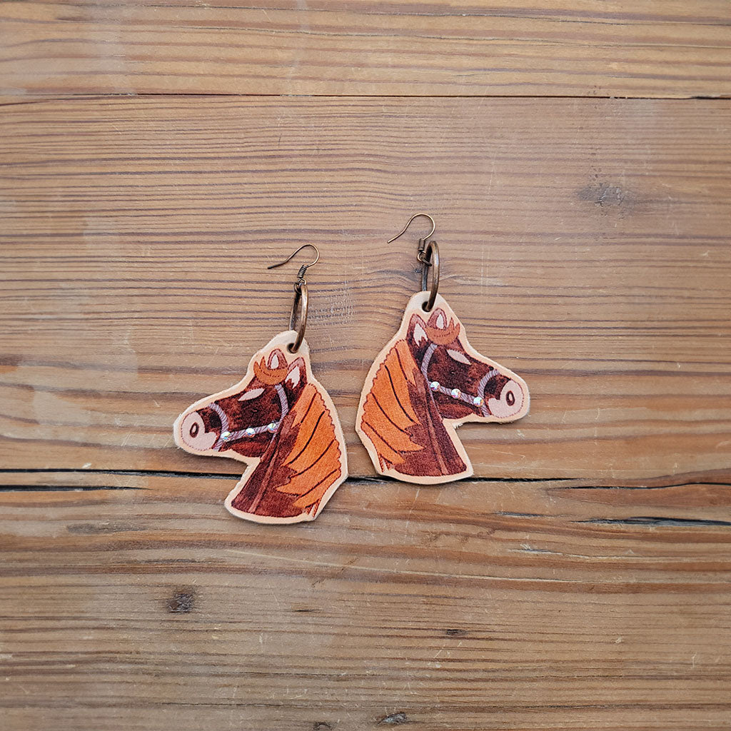 Cowboy Bob's Horse Leather Earrings #2-146