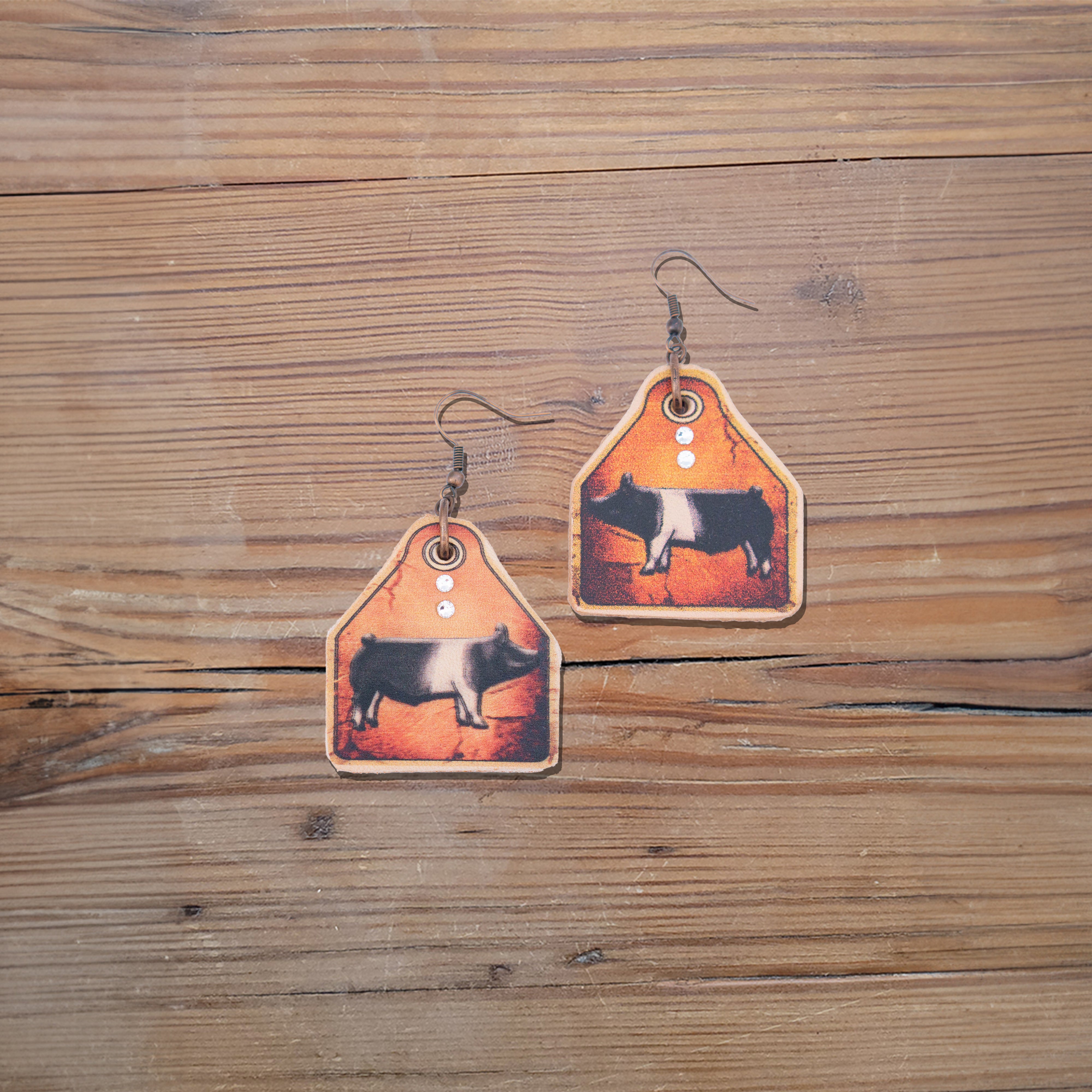 Hampshire Pig Leather Earrings #2-151