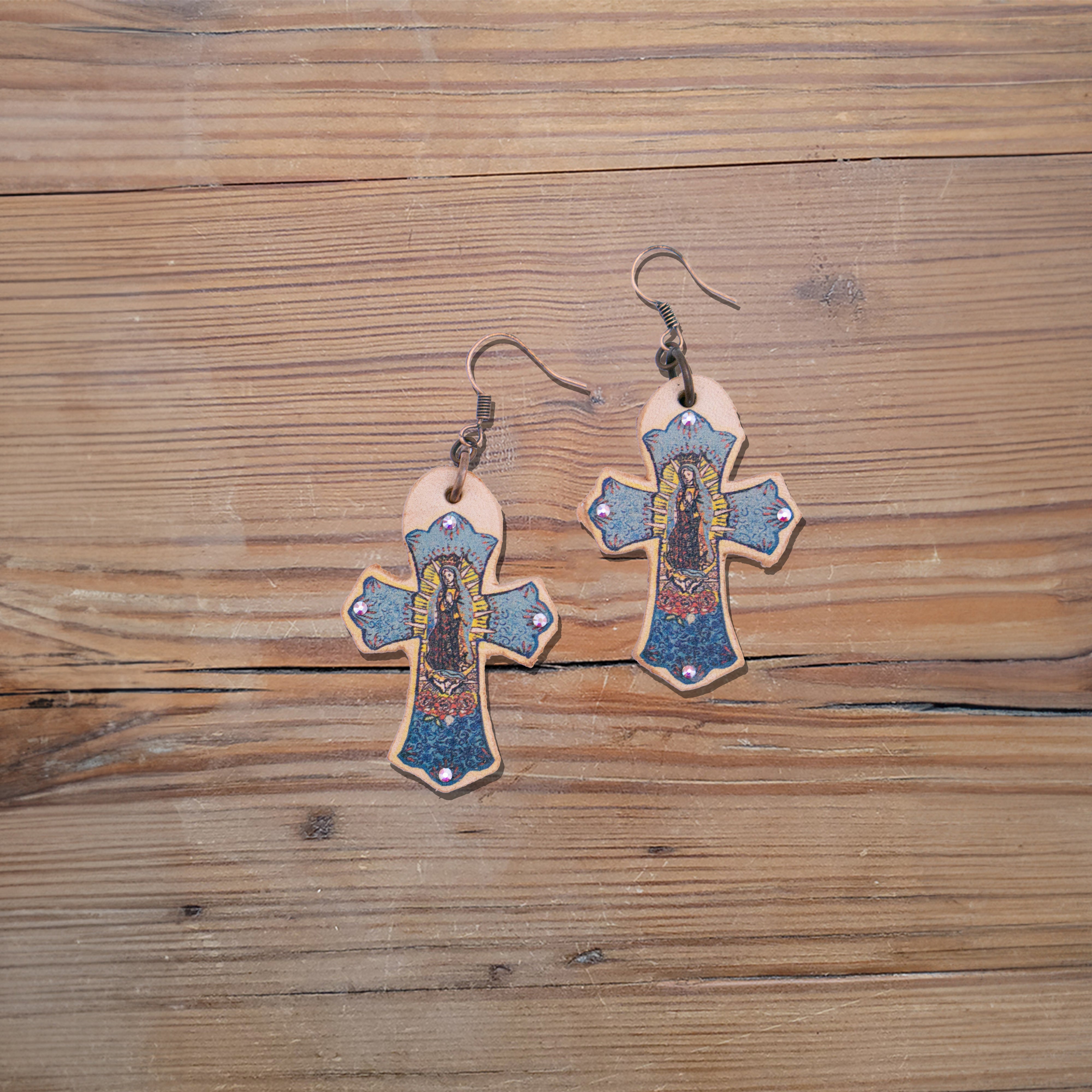 Our Lady of Guadalupe Leather Earrings #2-182