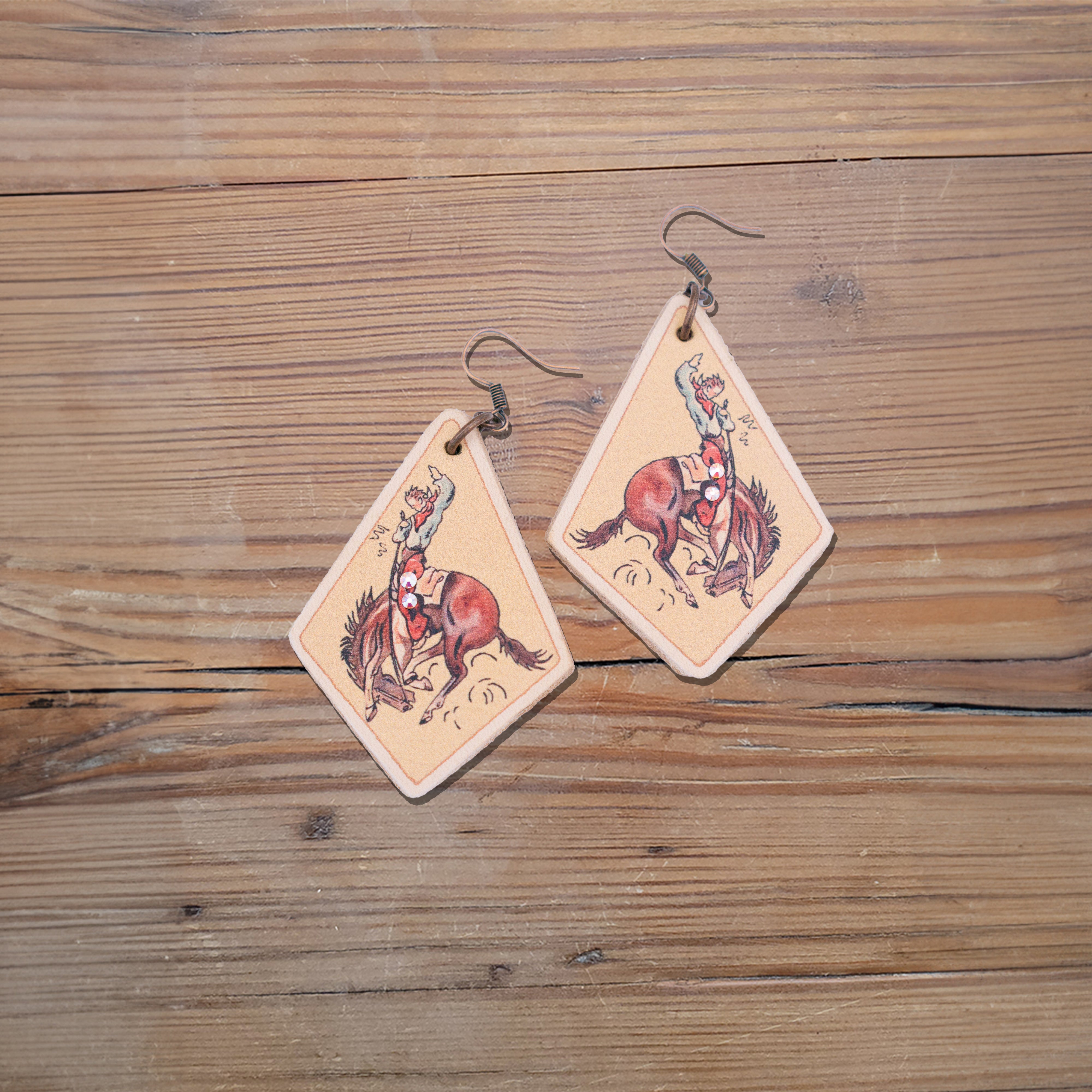 Ride 'Em Cowboy Leather Earrings #2-222