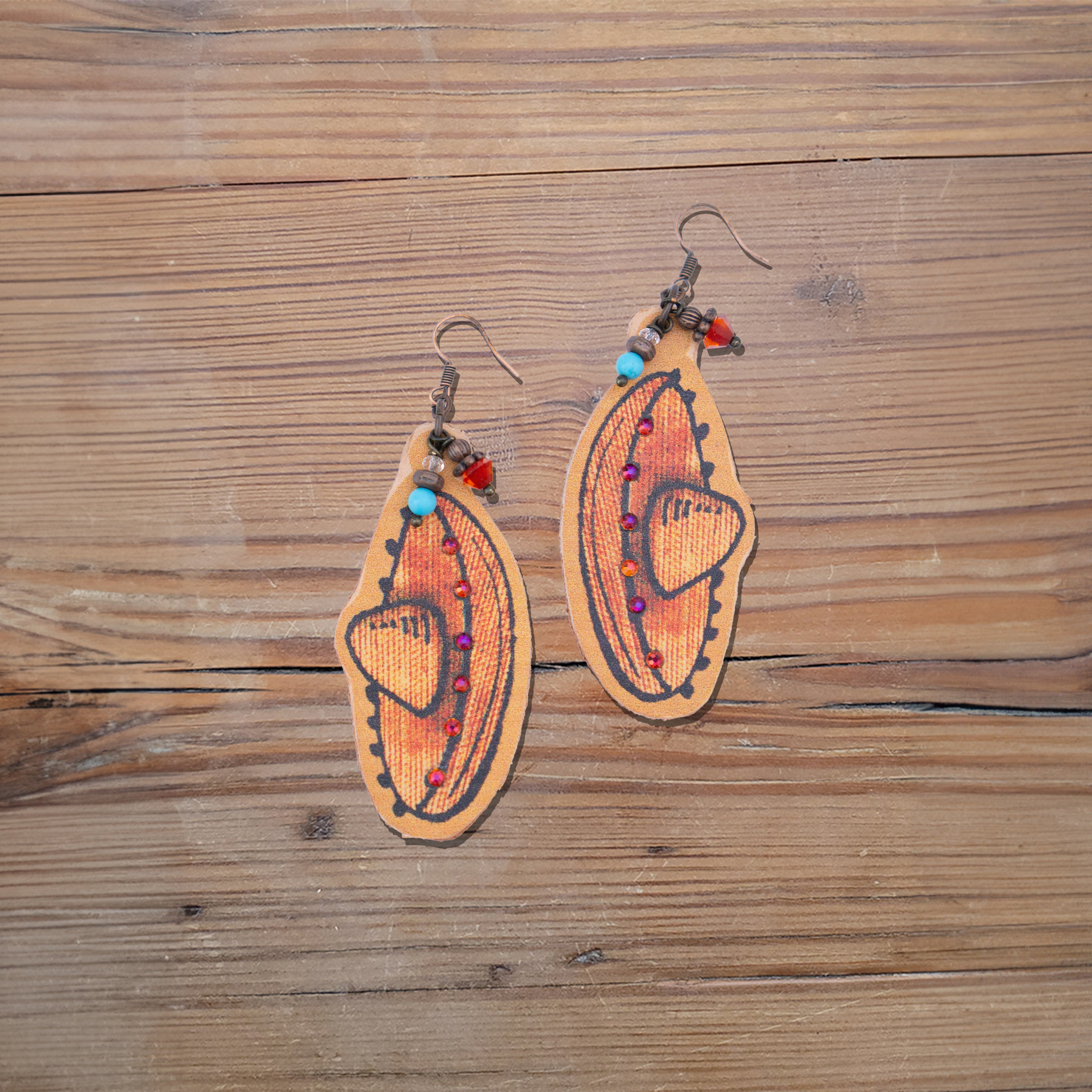 Senorita Sombrero Leather Earrings #2-27