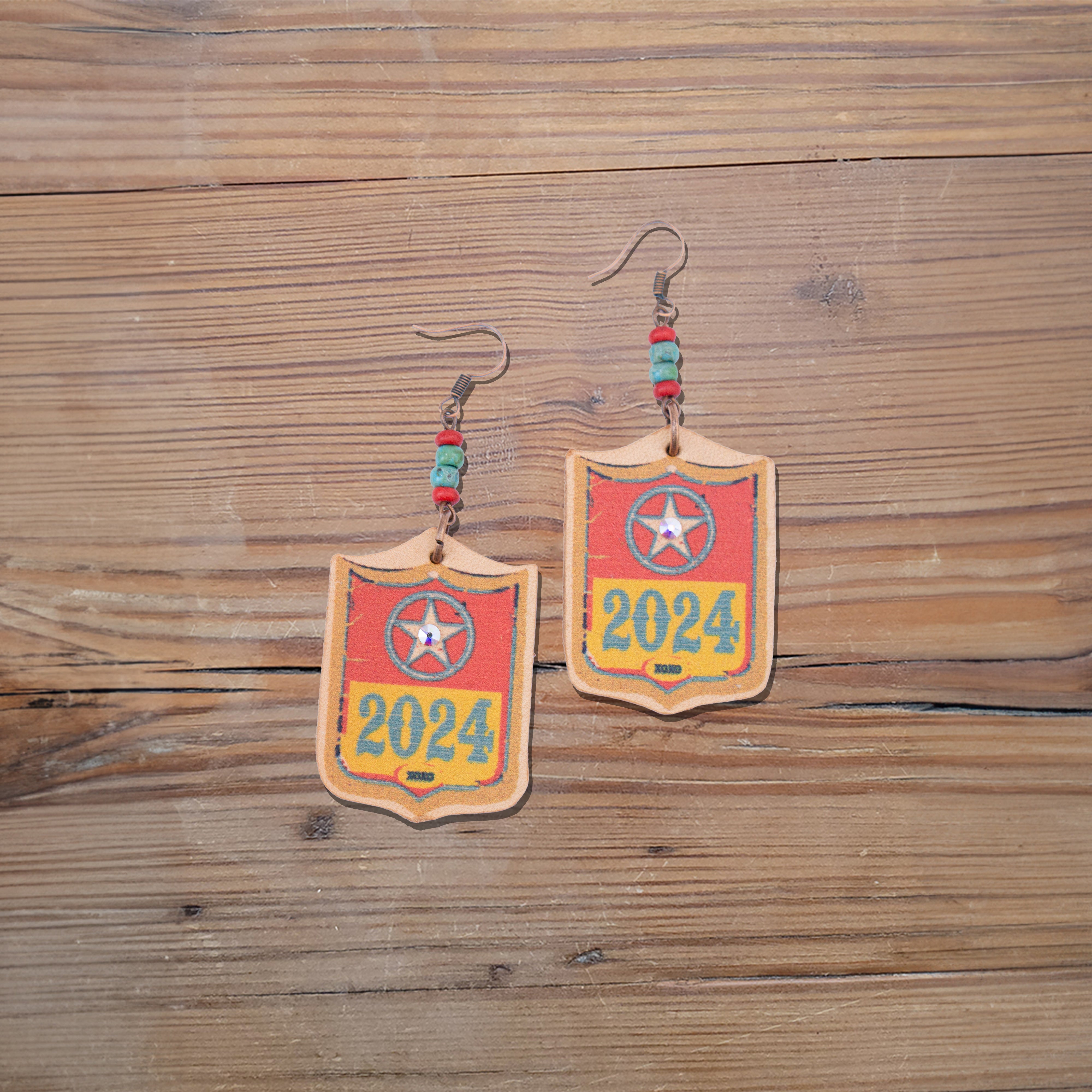 2024 NFR Back Number Leather Earrings #2-30