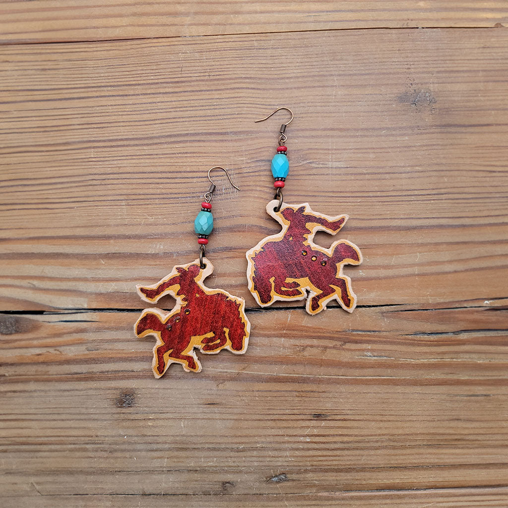 Wyoming Bronc Leather Earrings #2-68