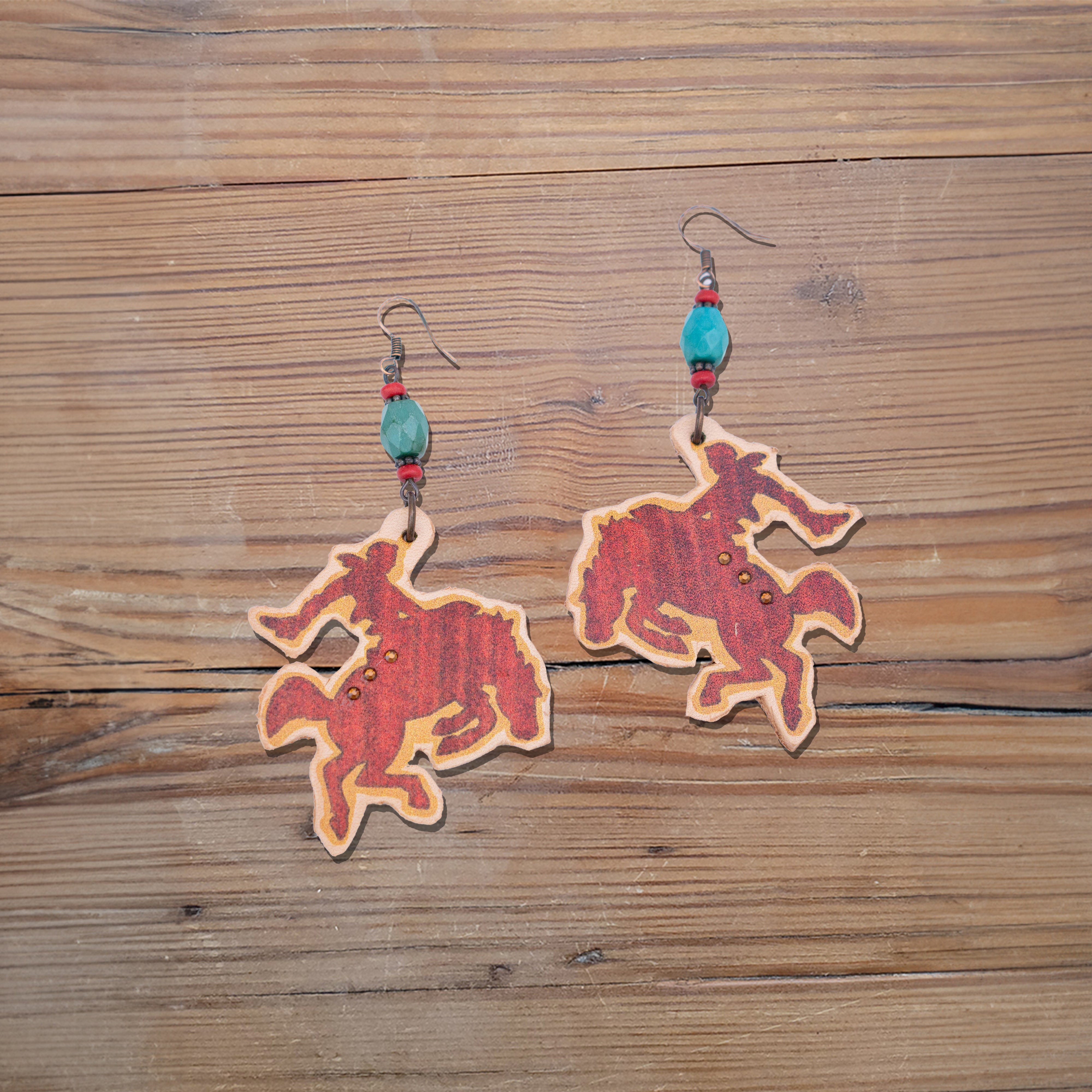 Wyoming Bronc Leather Earrings #2-68