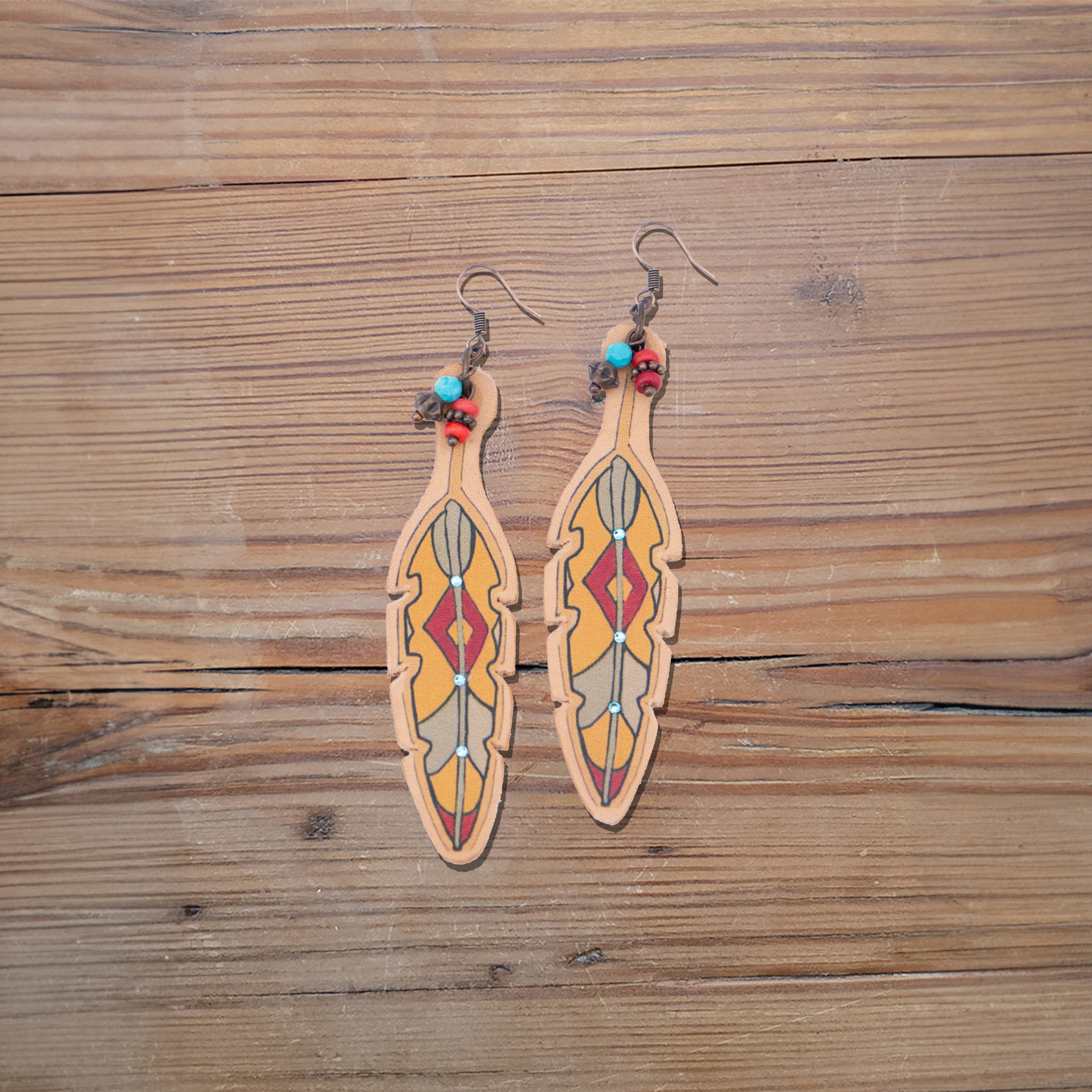 Feather Leather Earrings #2-76