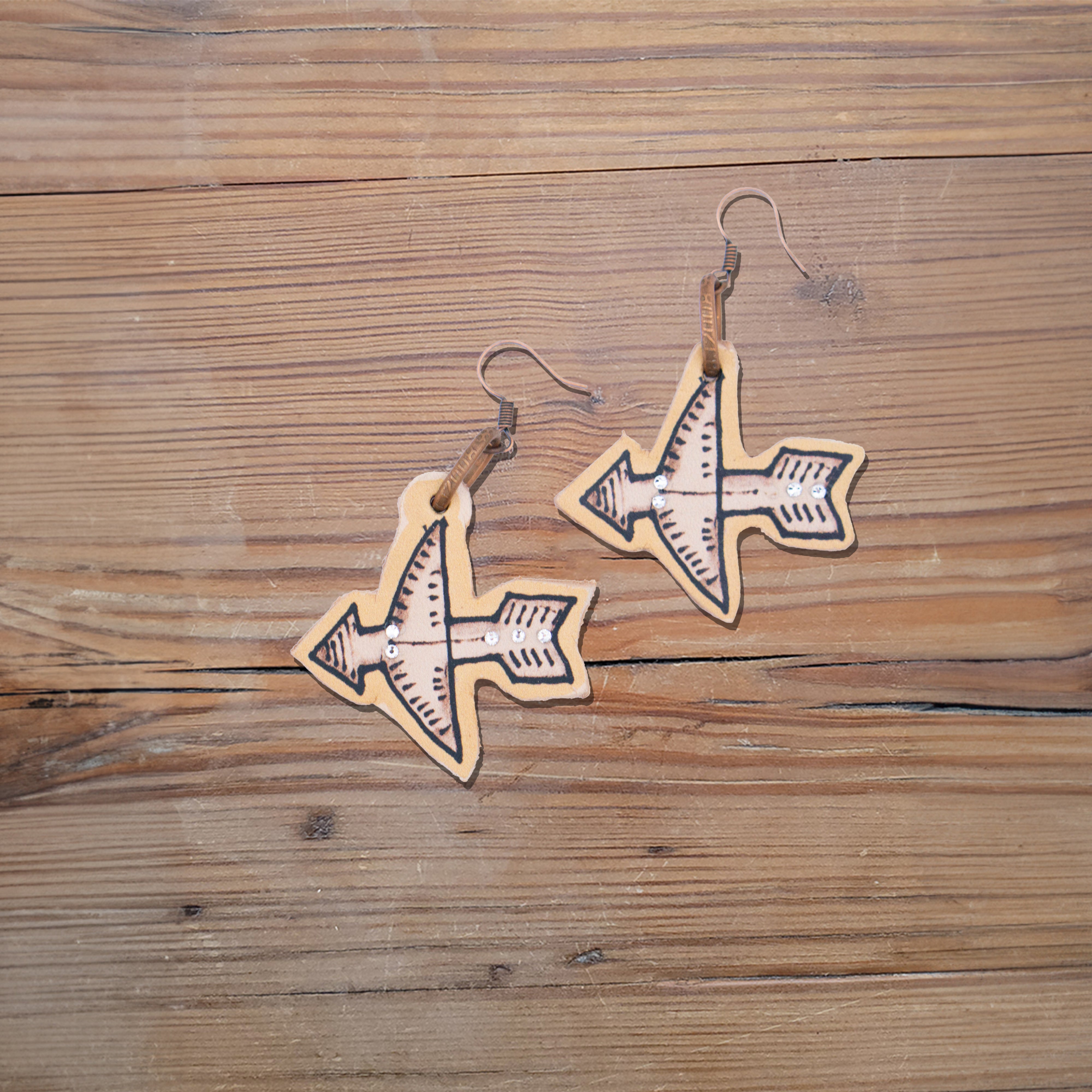 Bow Arrow Leather Earrings #2-90