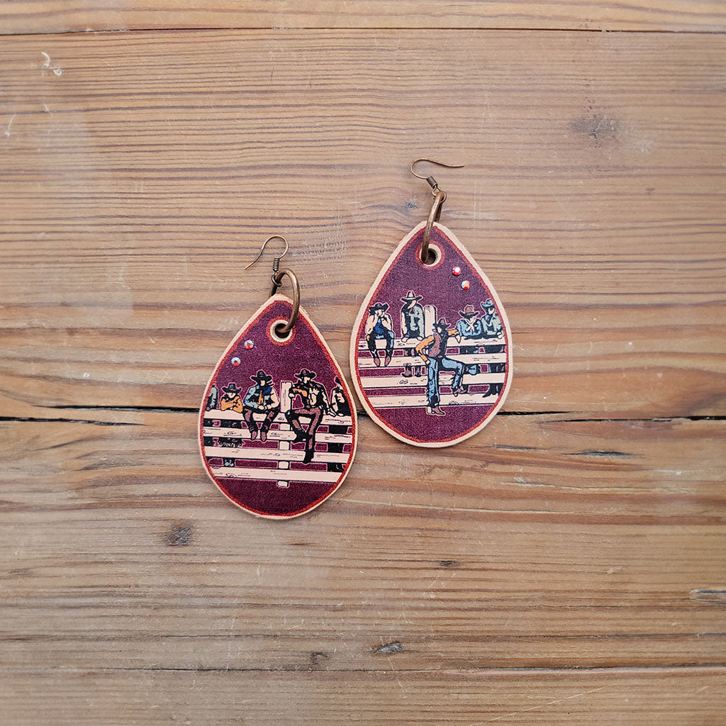 Rodeo Fans Leather Earrings #2-A115