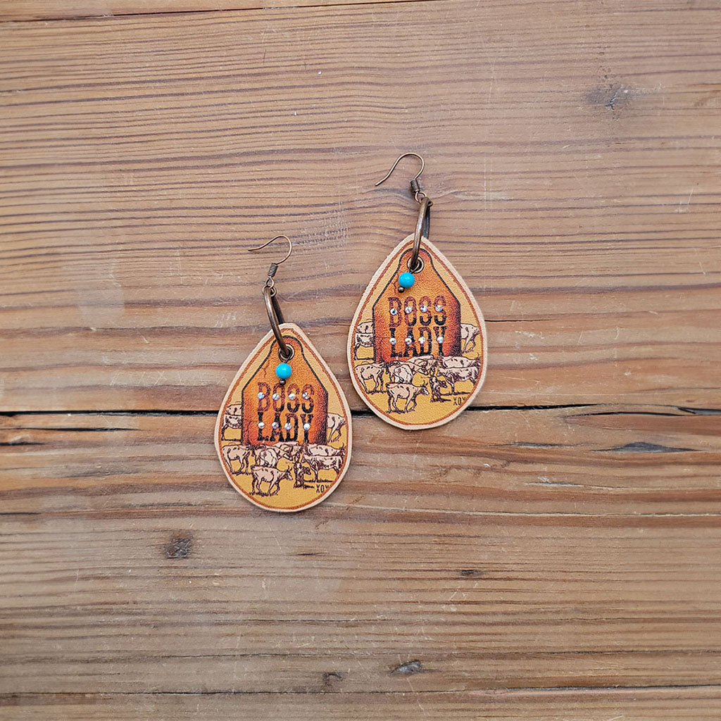 Boss Lady Leather Earrings #2-A30