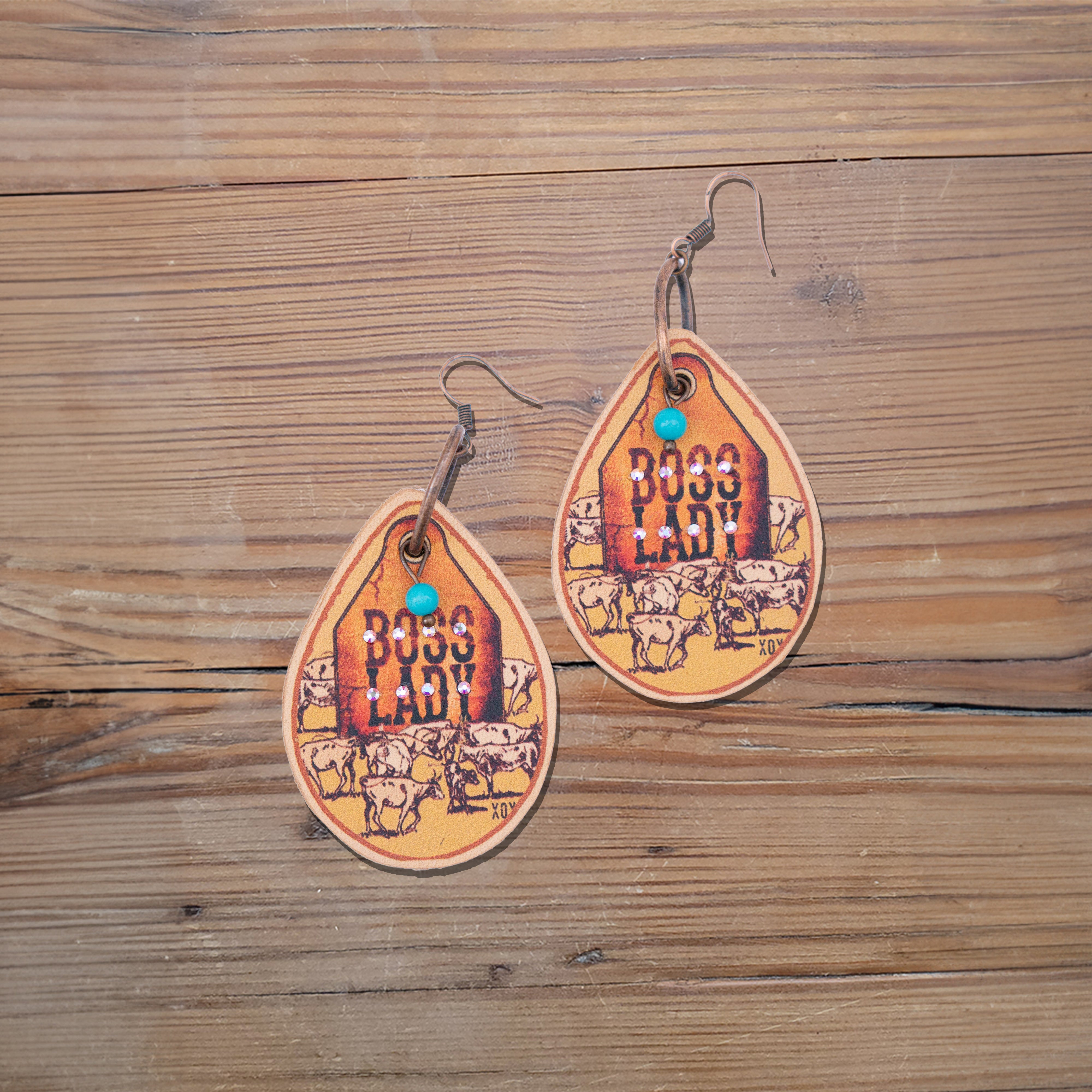 Boss Lady Leather Earrings #2-A30