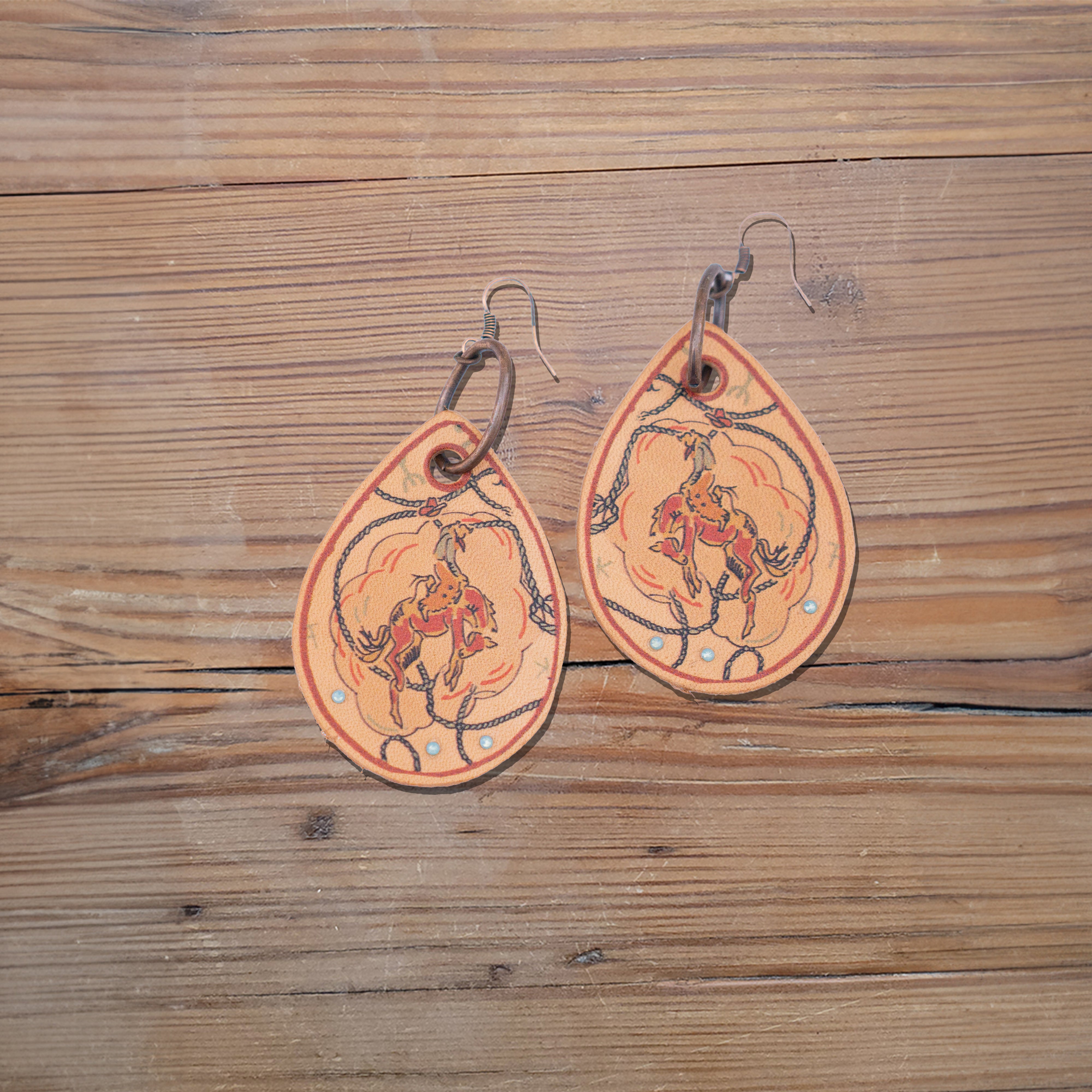 Retro Roping Leather Earrings #2-A126