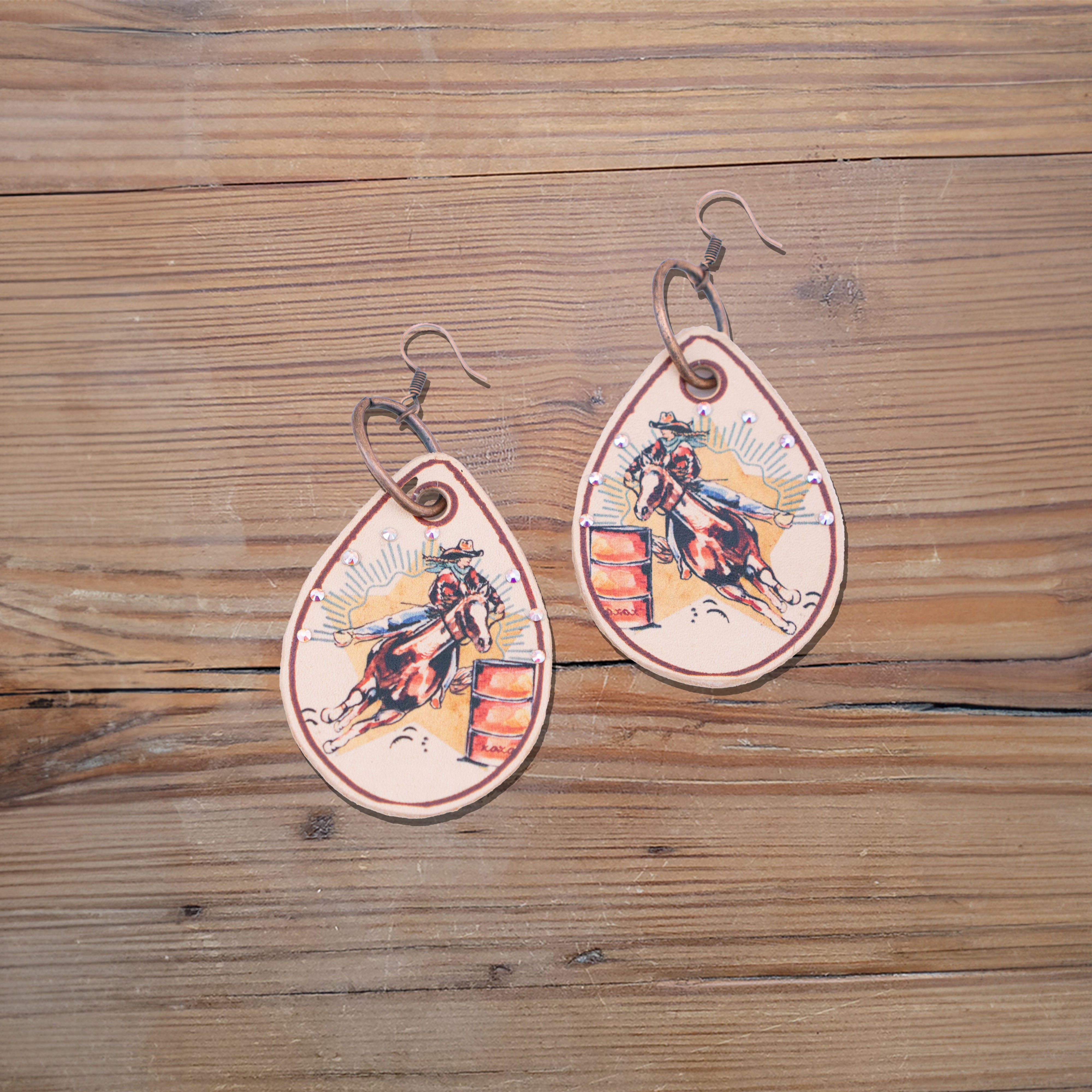 Barrel Racer Leather Earrings #2-A24