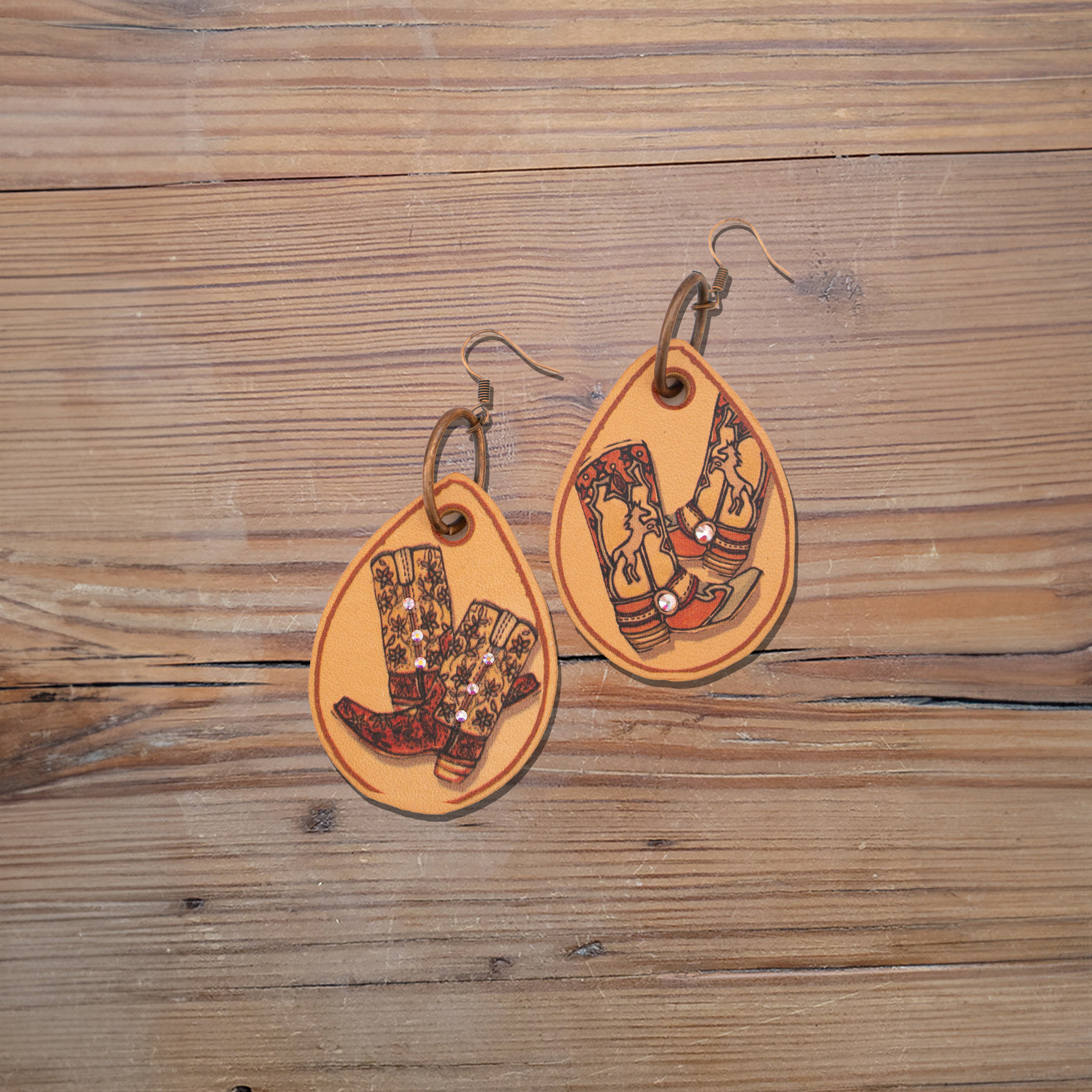 Boots More Boots Teardrop Leather Earrings #2-A62