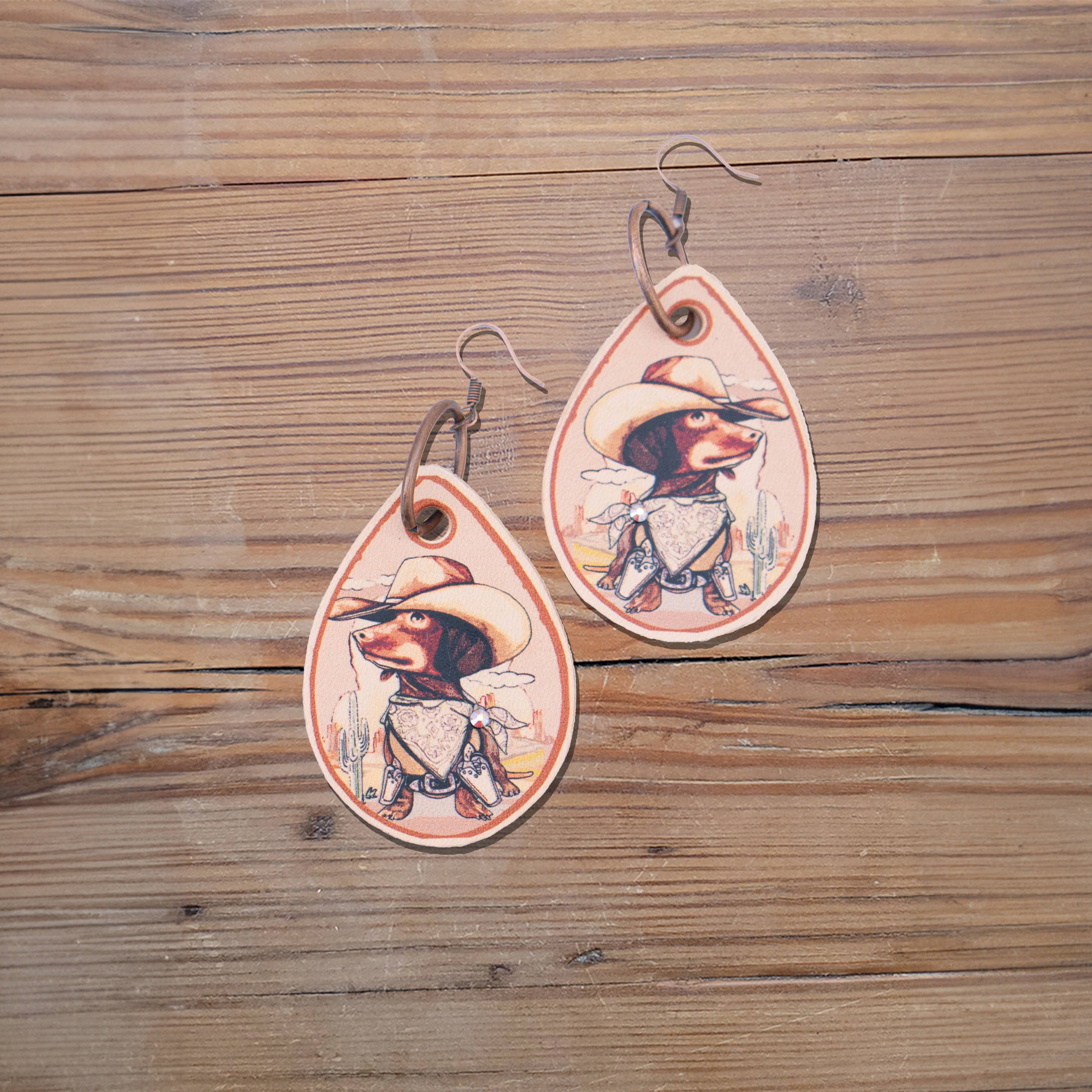 Reach for the Sky Leather Earrings #2-A77