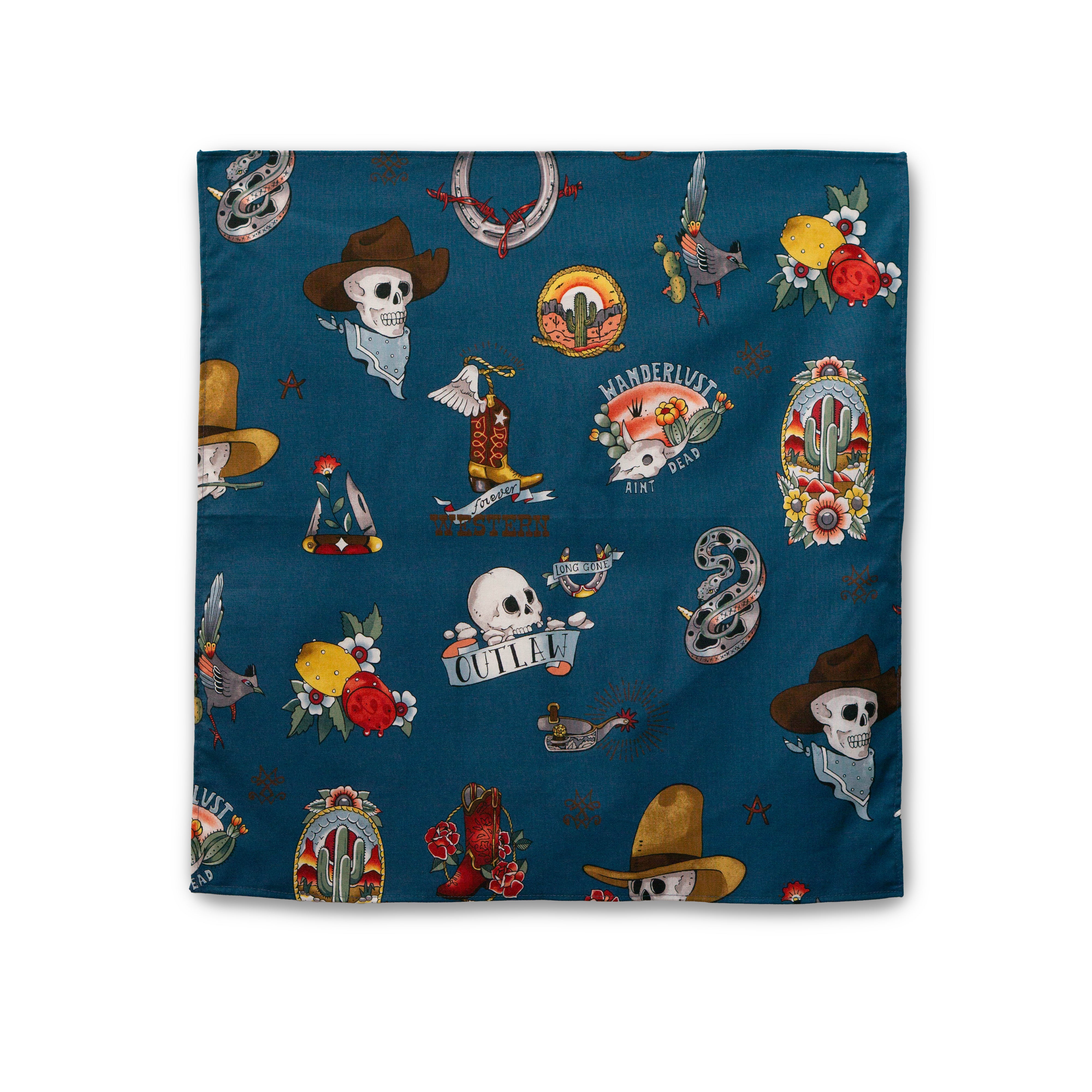 Cowboy Skulls Bandana by Rockmount #4144-BLU