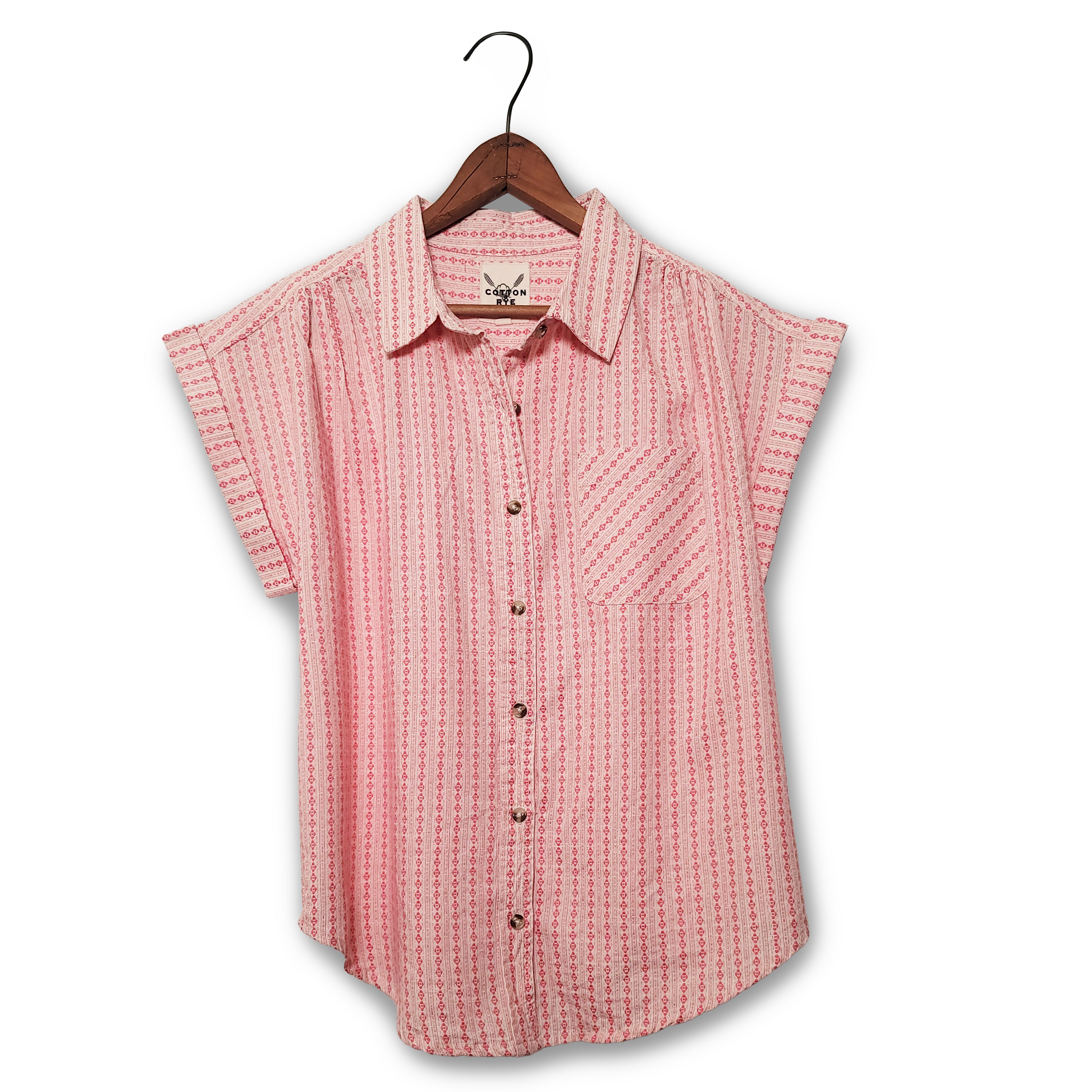 Dobby Shirt by Cotton & Rye #CRW934K White/Pink