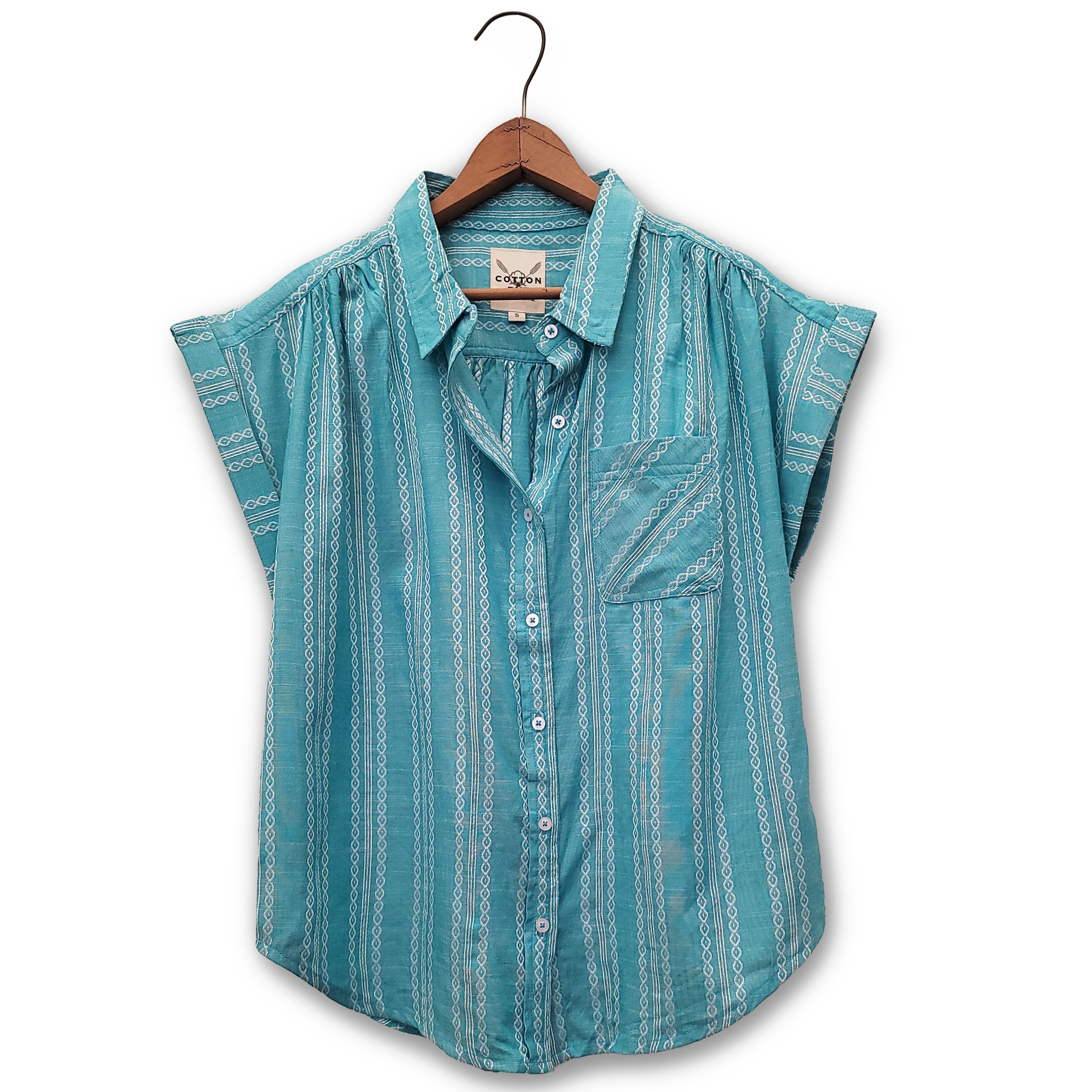 Dobby Shirt by Cotton & Rye #CRW934Q Turquoise