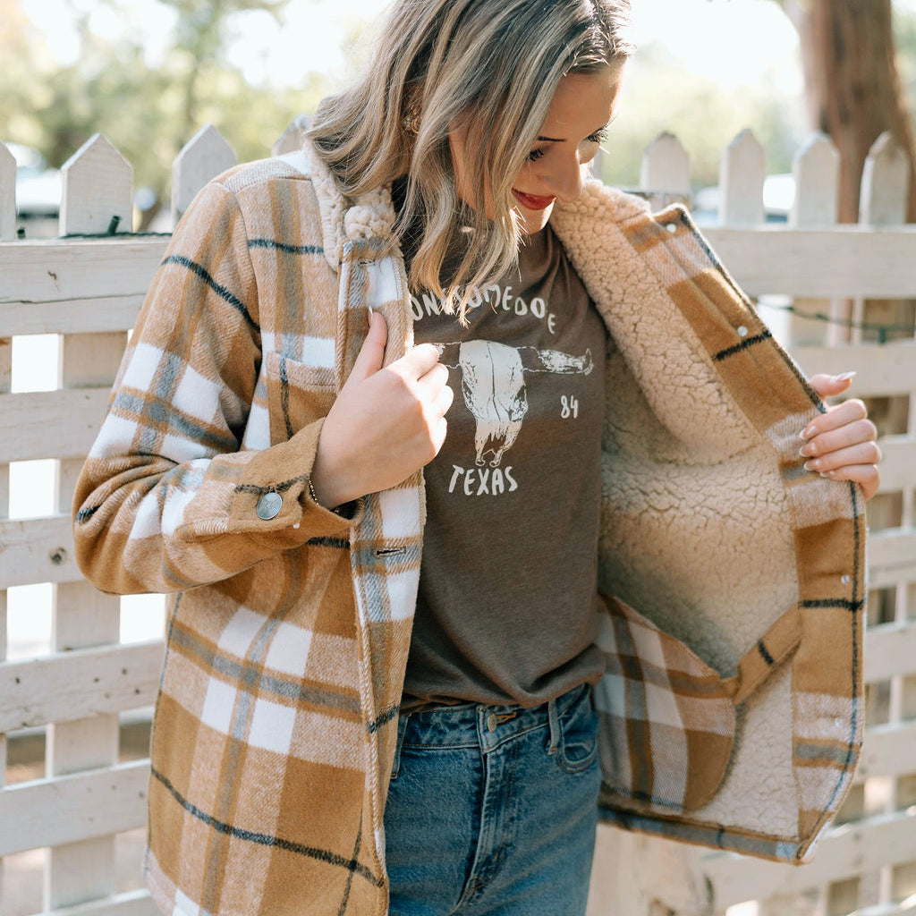 Women's Sherpa Lined Plaid Jacket by Cotton & Rye #CRJ204CA