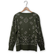 Paisley Knit Sweater by Cotton & Rye #CRK845GR OLIVE