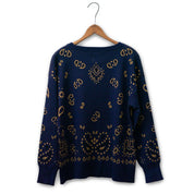 Paisley Knit Sweater by Cotton & Rye #CRK845NV NAVY