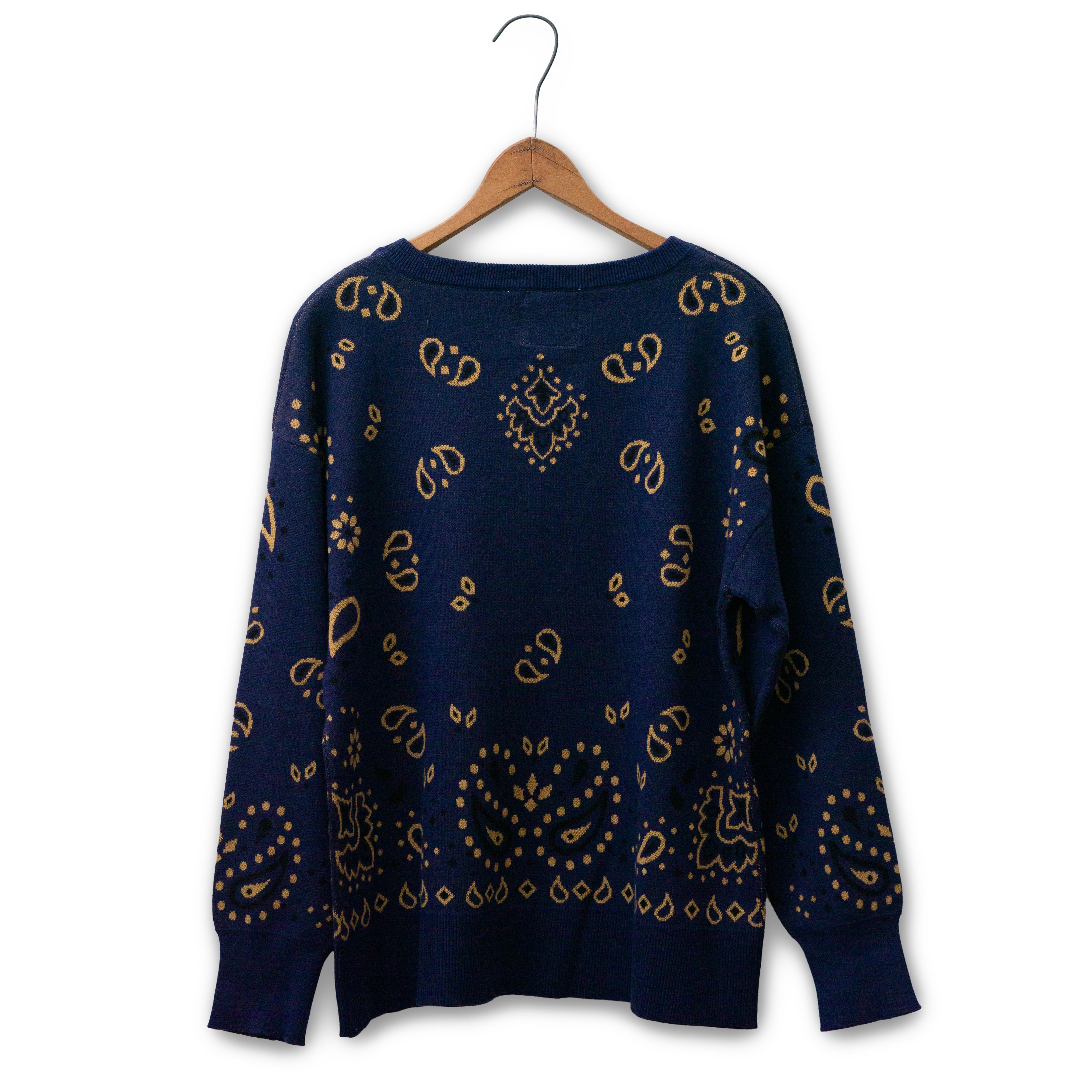 Paisley Knit Sweater by Cotton & Rye #CRK845NV NAVY