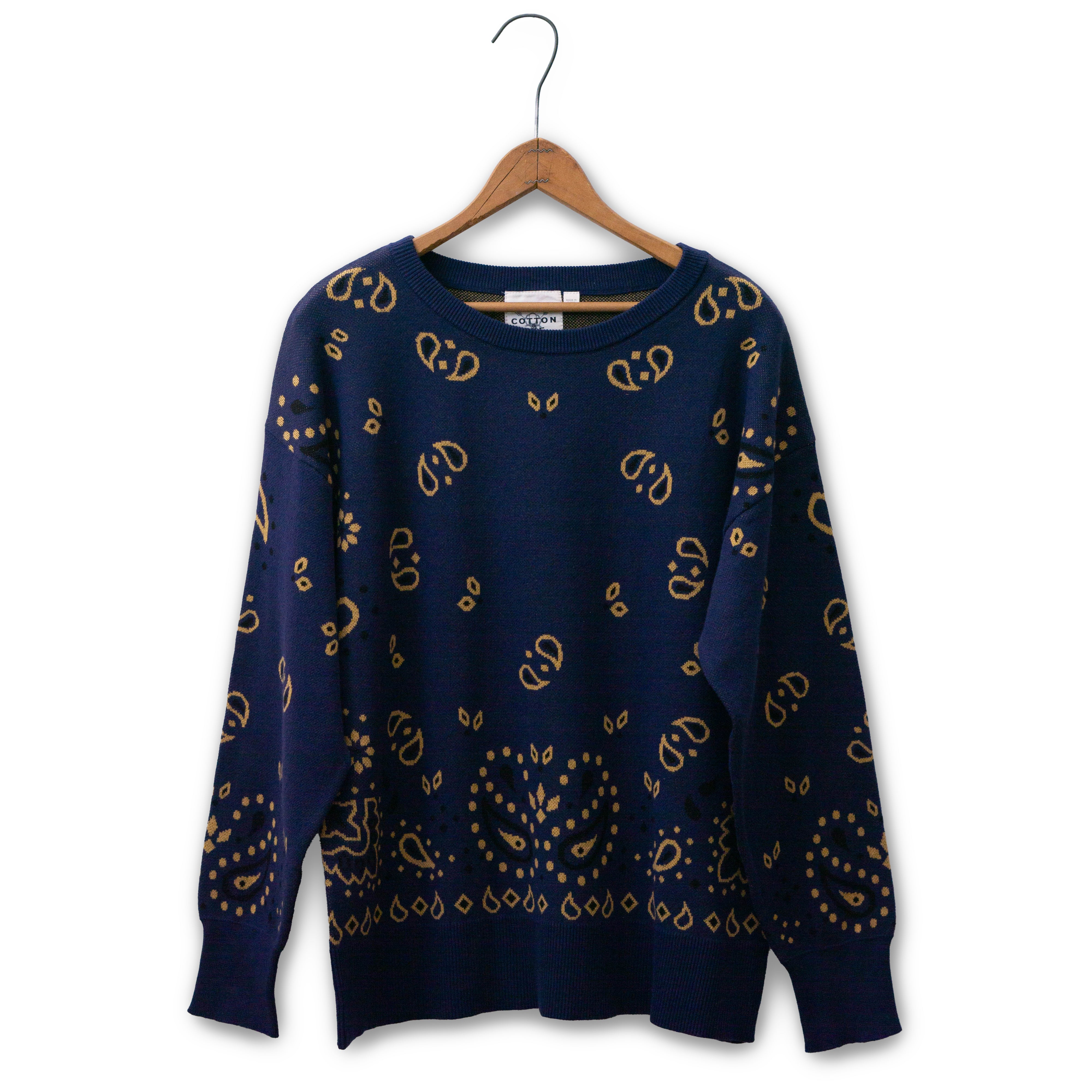 Paisley Knit Sweater by Cotton & Rye #CRK845NV NAVY