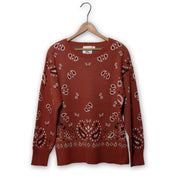 Paisley Knit Sweater by Cotton & Rye #CRK845RT BRICK