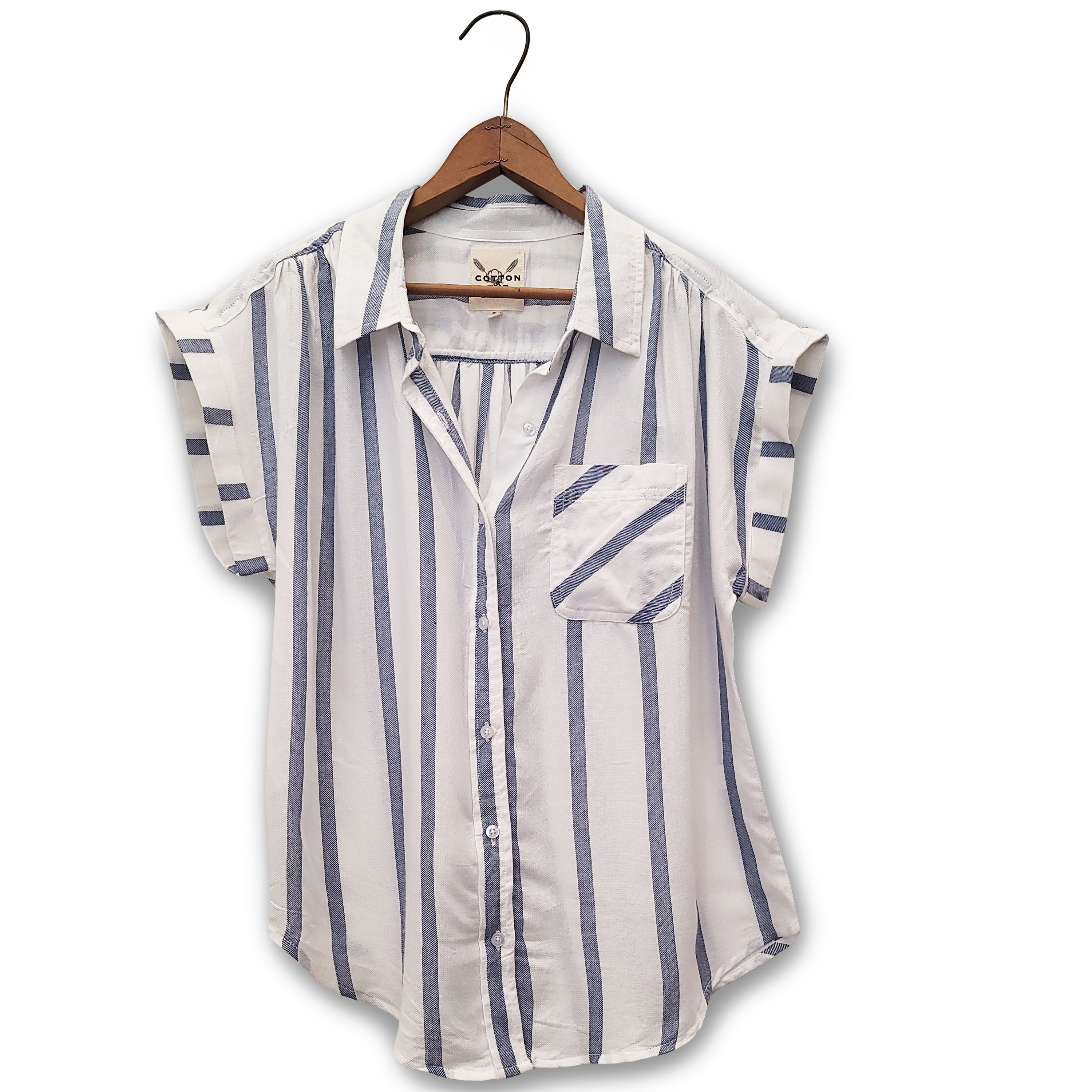 Stripe Shirt by Cotton & Rye #CRW931B White/Blue