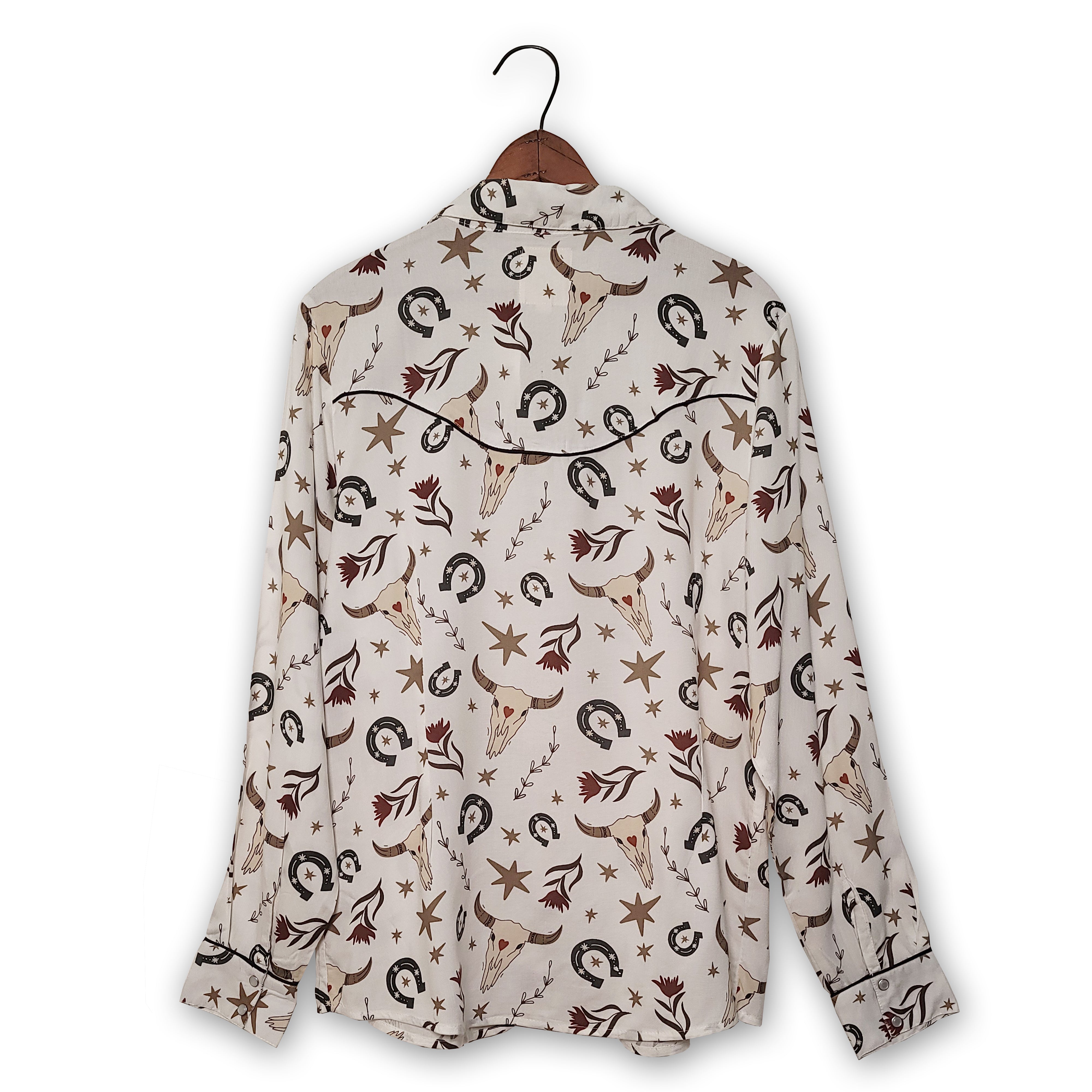 Steer Skull Snap Long Sleeve Shirt by Cotton & Rye #CRW604N