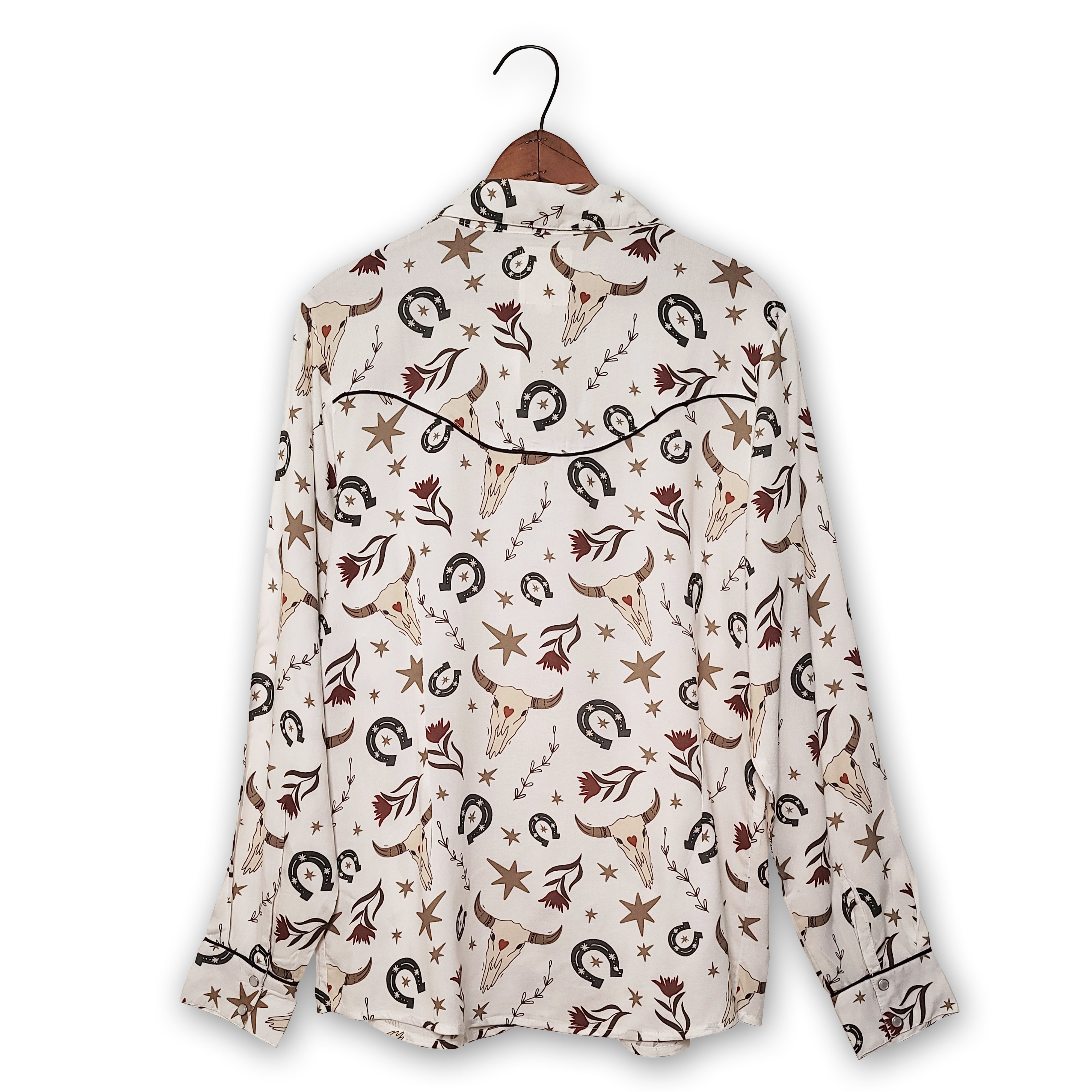 Steer Skull Long Sleeve Snap Shirt by Cotton & Rye #CRW604N