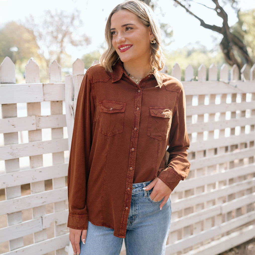 Long Sleeve Snap Shirt by Cotton & Rye #CRW9223RD