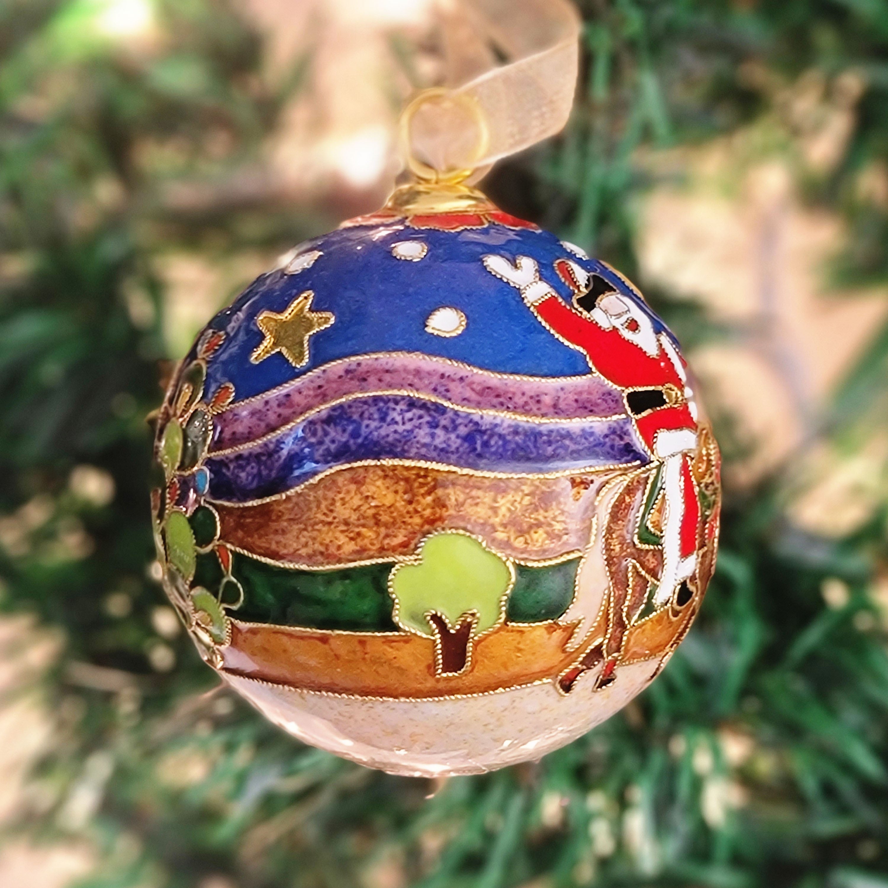 Gold Cowboy Kringle Cloisonné Ornament by Kitty Keller