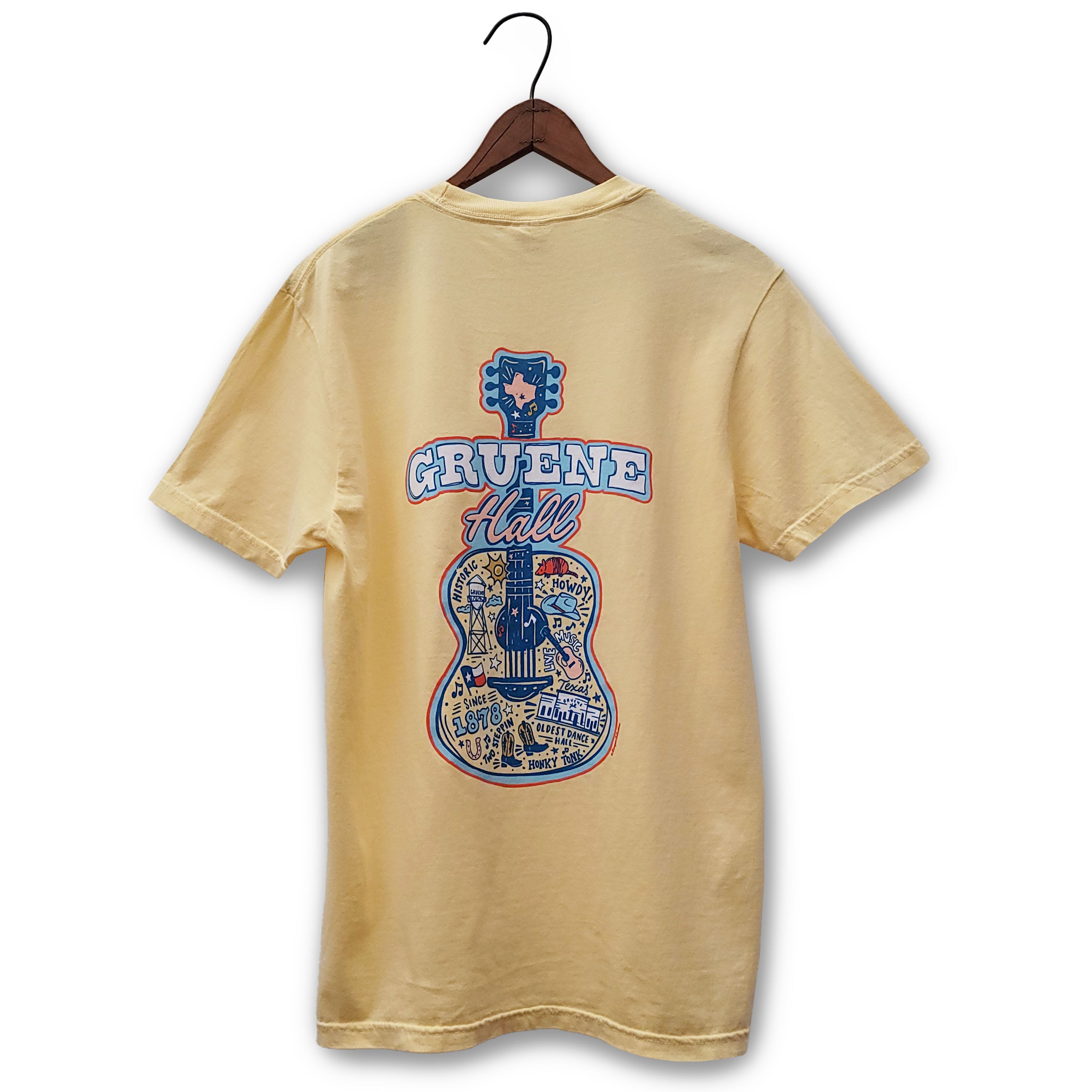 Gruene Hall Doodle Guitar Comfort Colors Tee