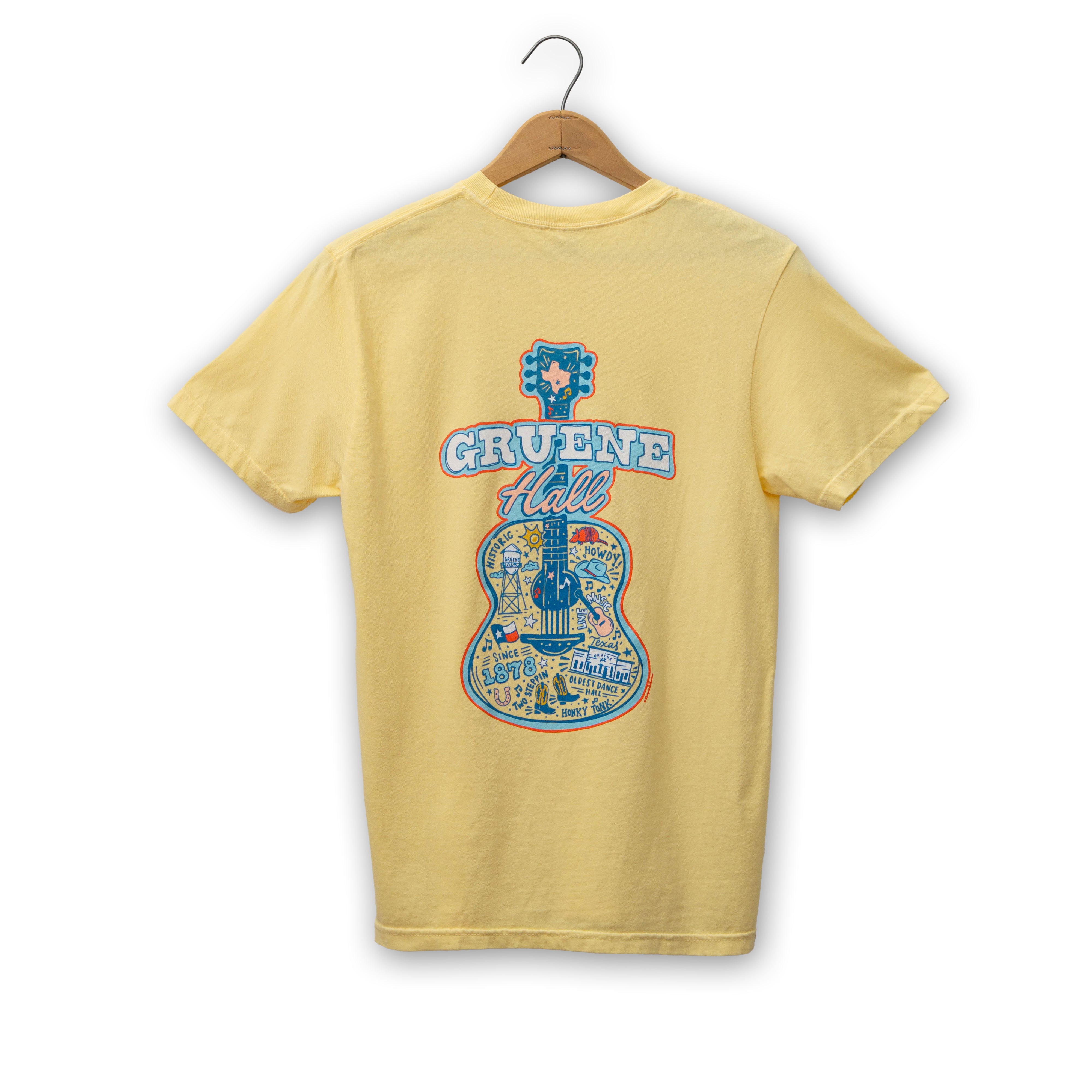 Gruene Hall Doodle Guitar Comfort Colors Tee